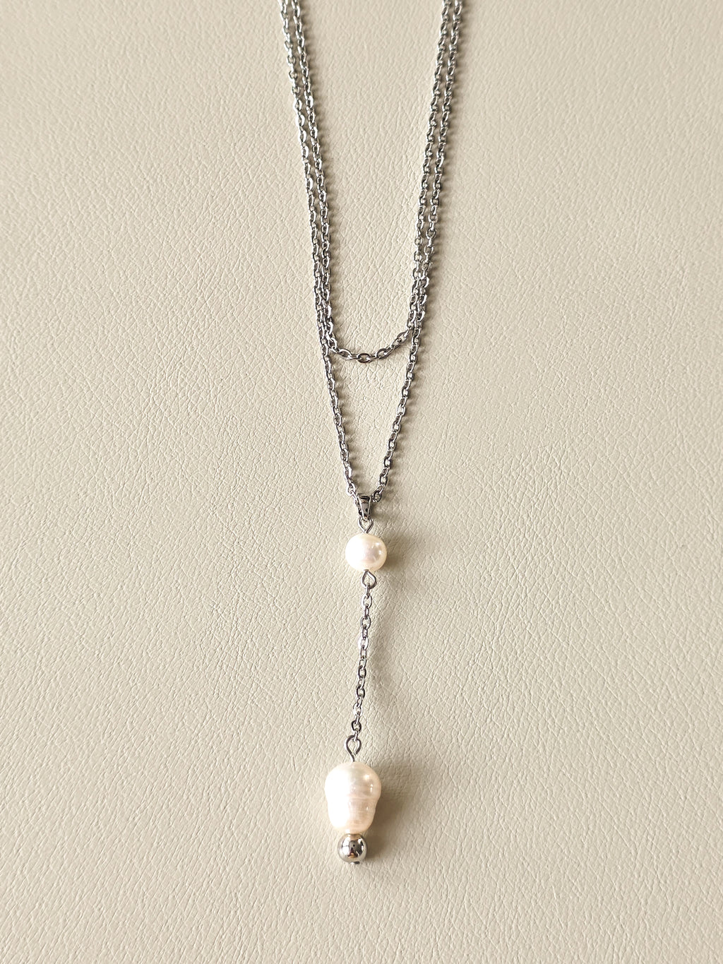 Freshwater Pearl & Stainless Steel Layered Necklace