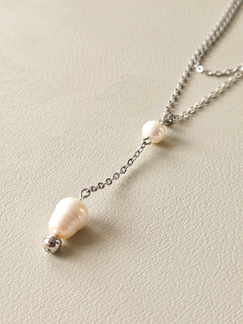Freshwater Pearl & Stainless Steel Layered Necklace