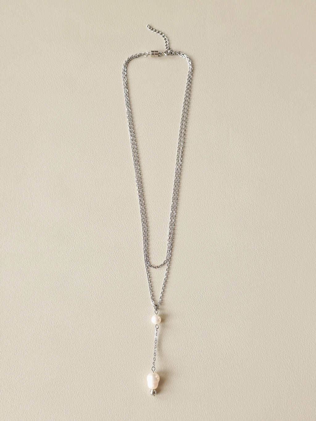 Freshwater Pearl & Stainless Steel Layered Necklace