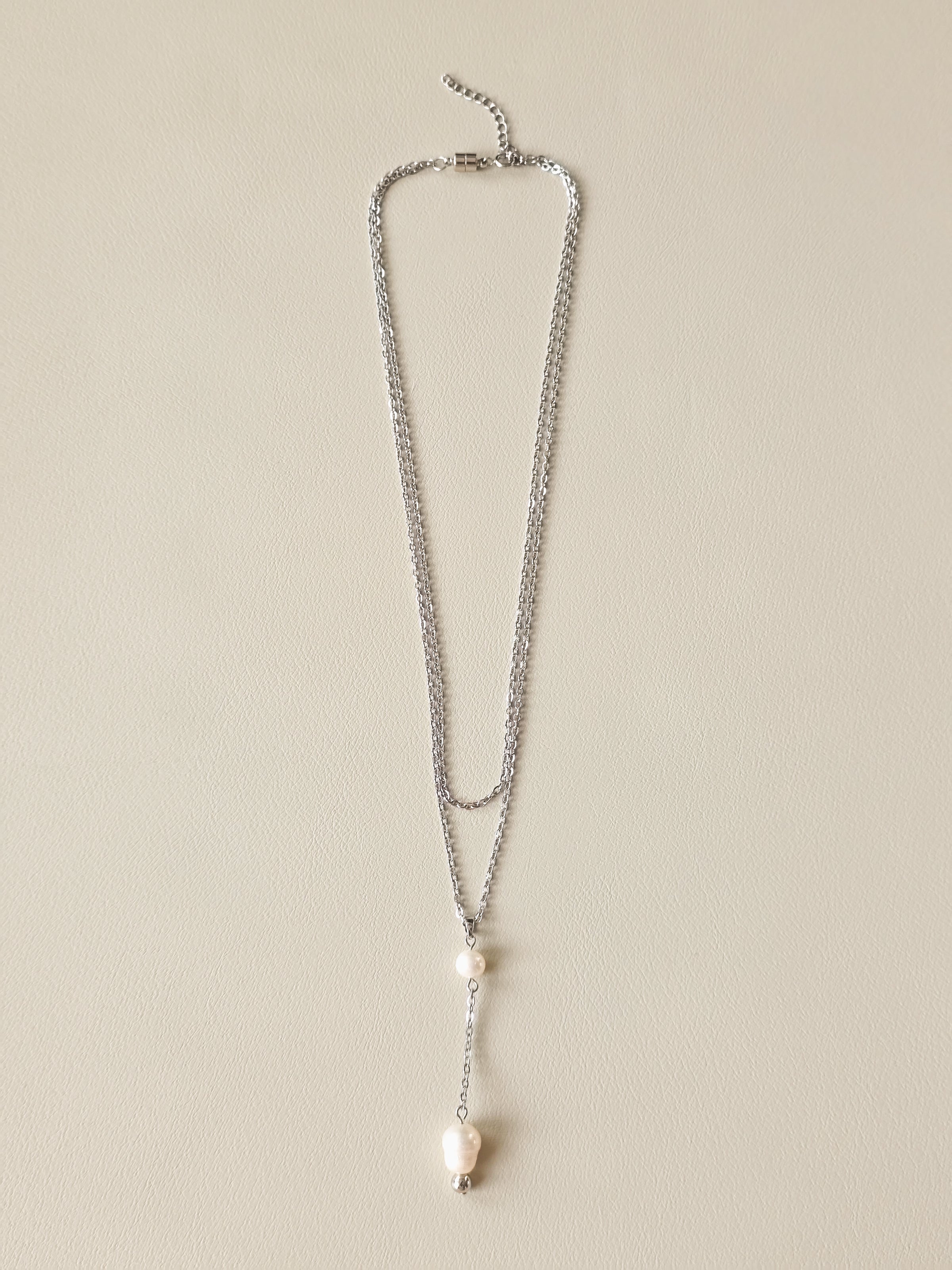 Freshwater Pearl & Stainless Steel Layered Necklace