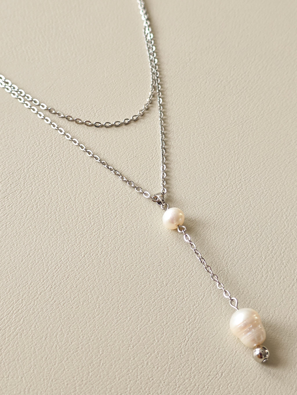 Freshwater Pearl & Stainless Steel Layered Necklace