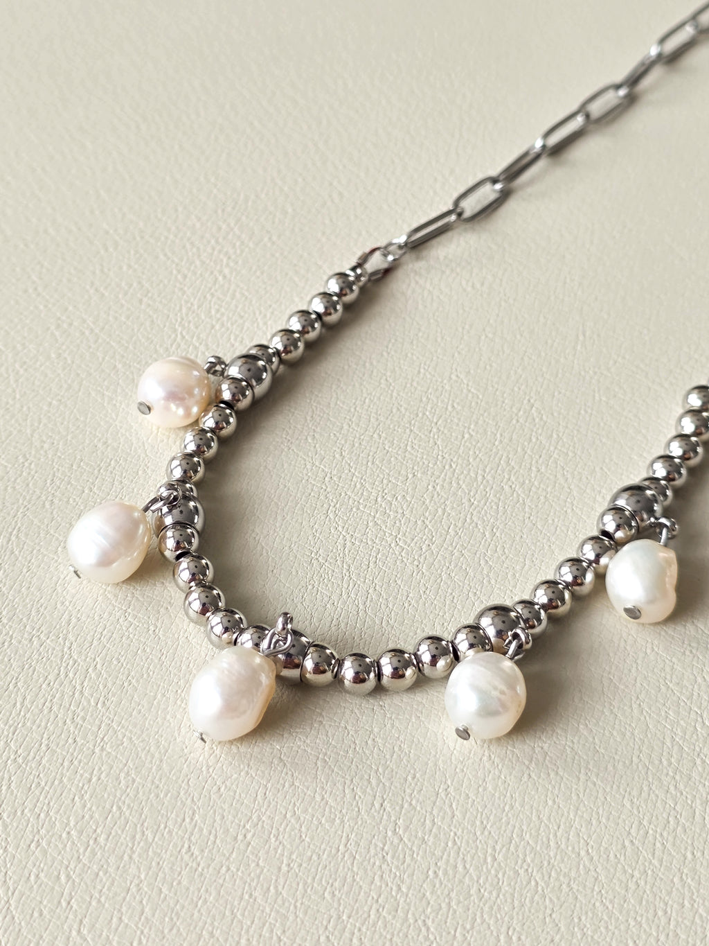 Freshwater Pearl & Silver Statement Necklace