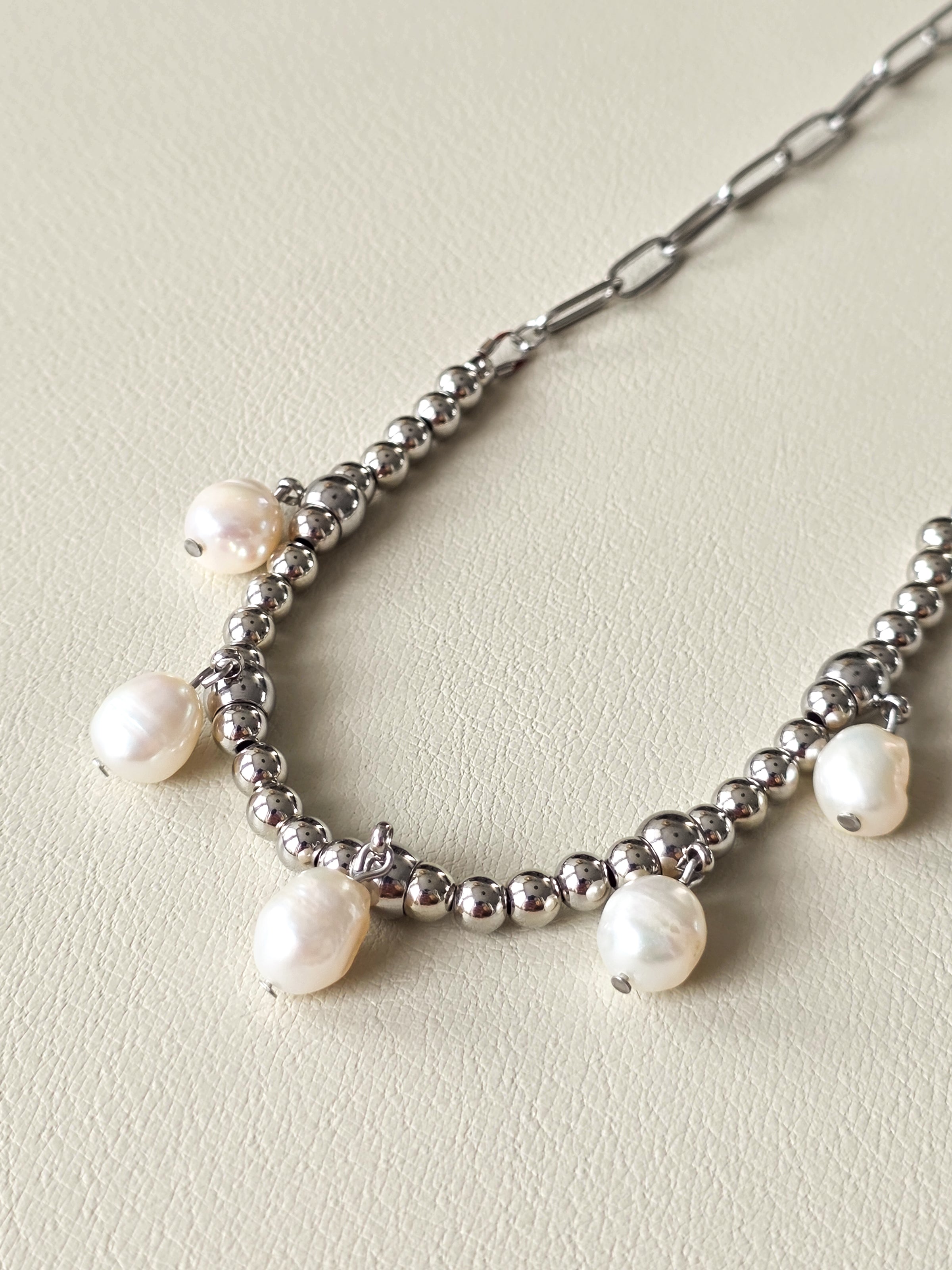 Freshwater Pearl & Silver Statement Necklace