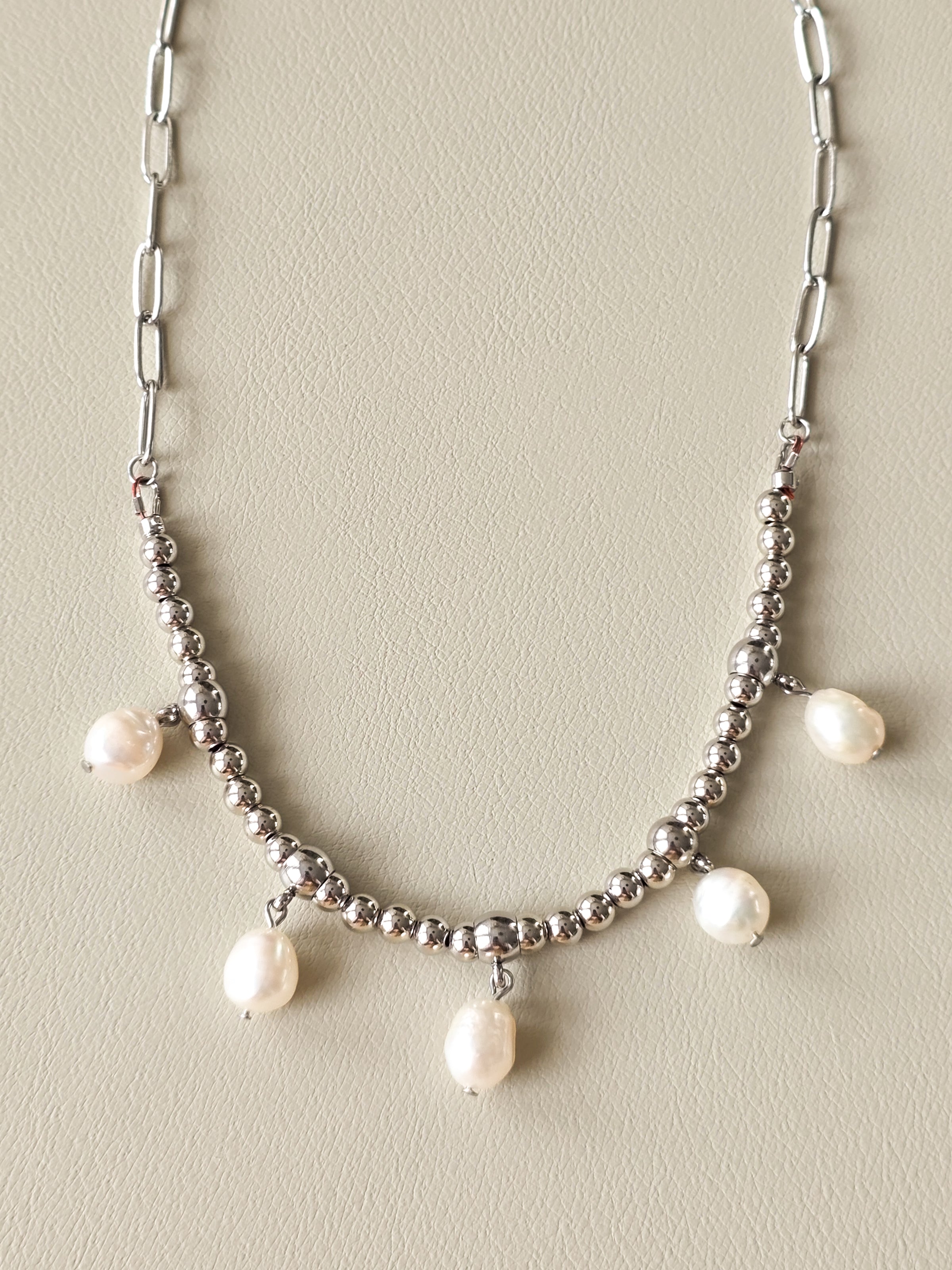 Freshwater Pearl & Silver Statement Necklace