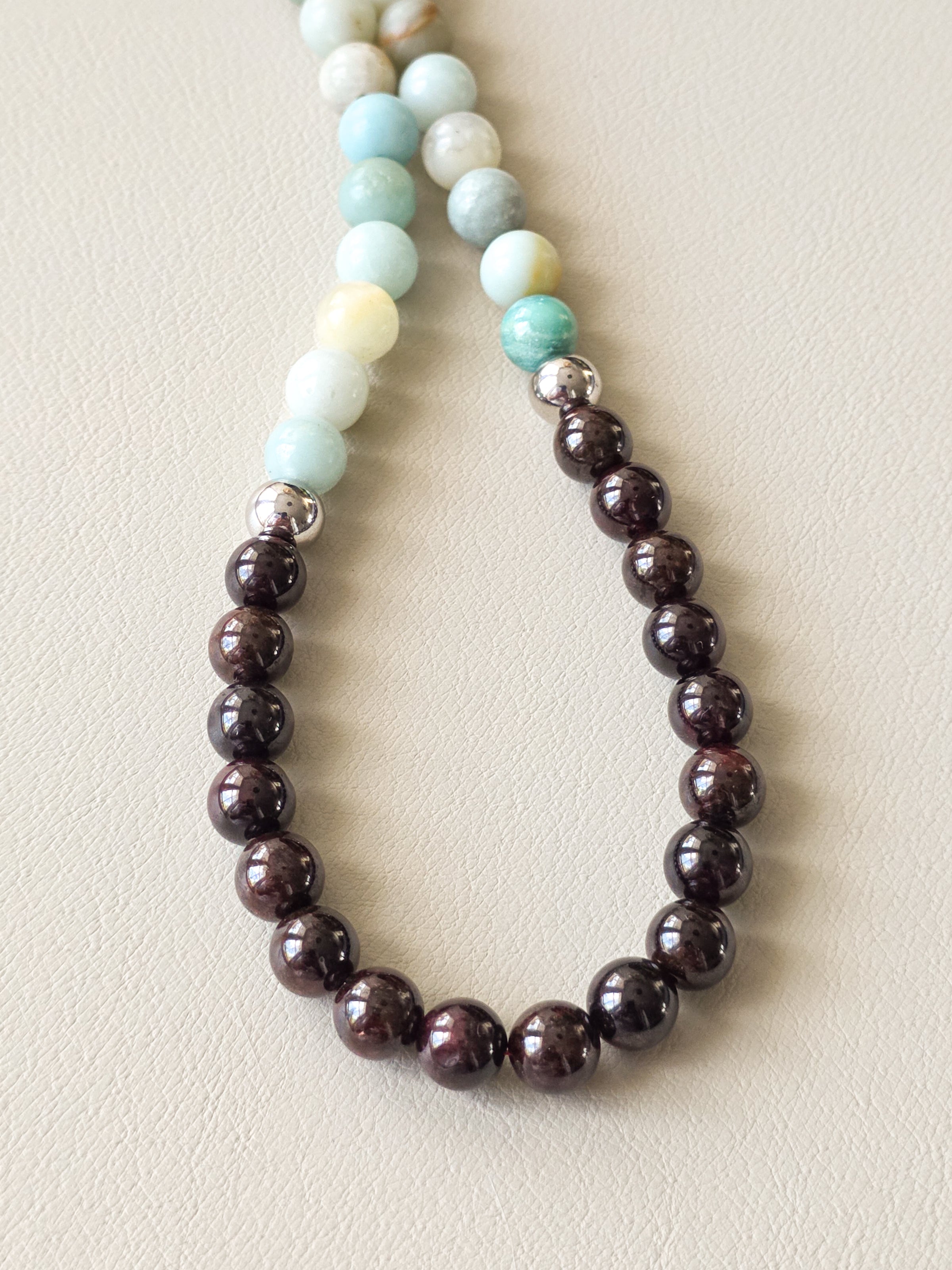 Garnet & Amazonite Beaded Necklace