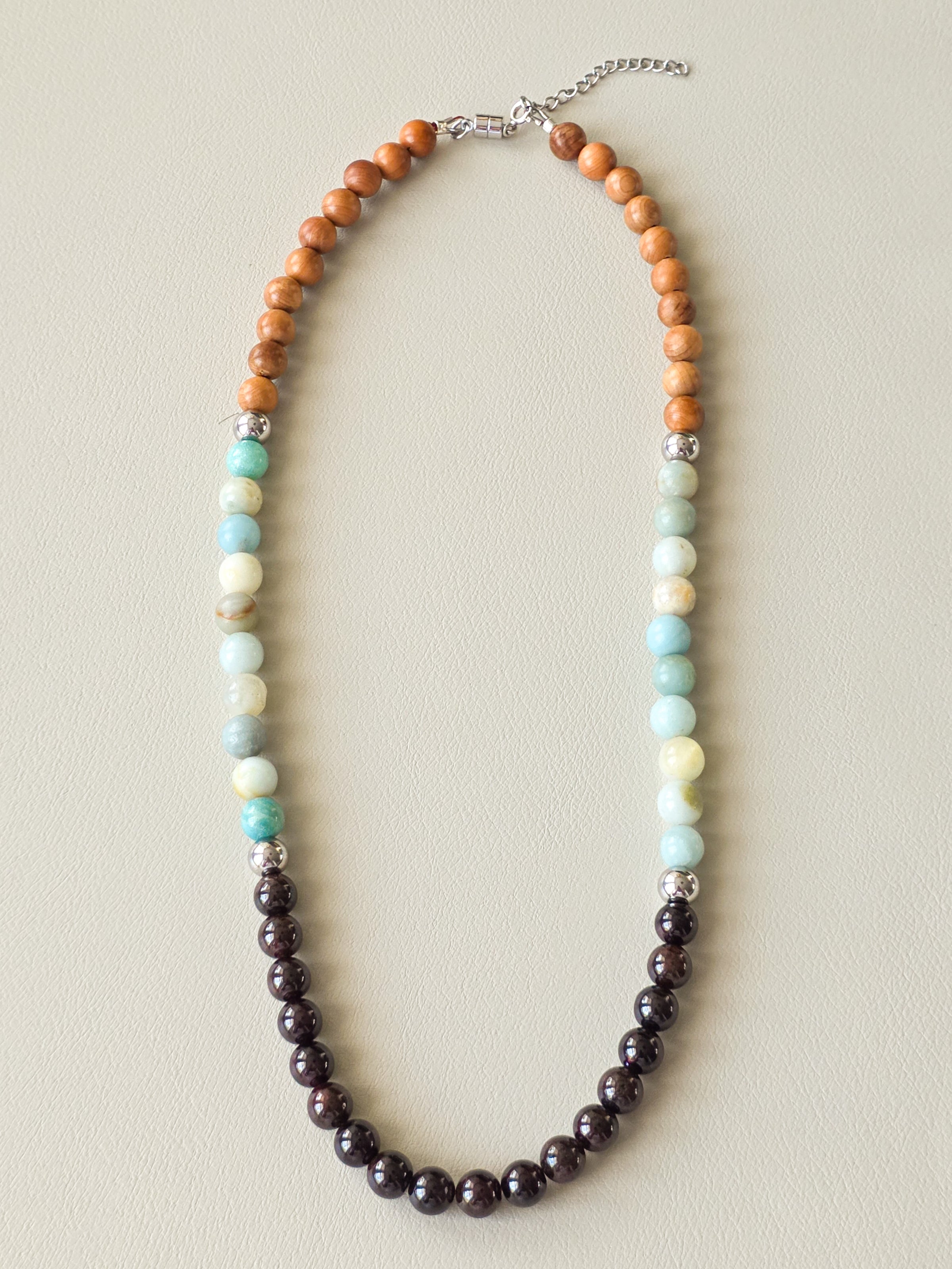Garnet & Amazonite Beaded Necklace