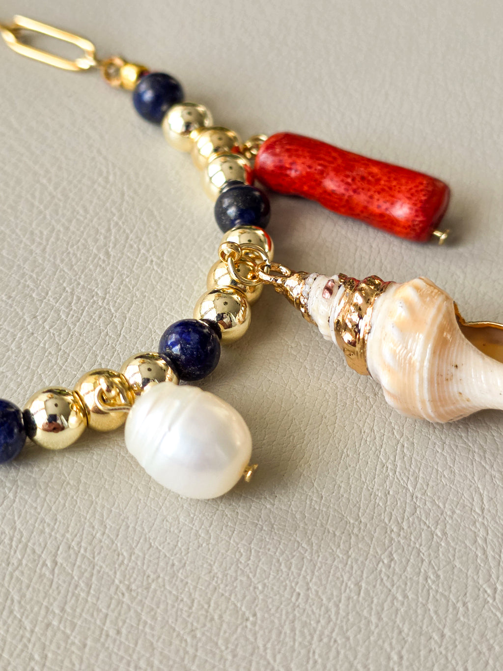 Lapis Lazuli & Coastal Charm Necklace