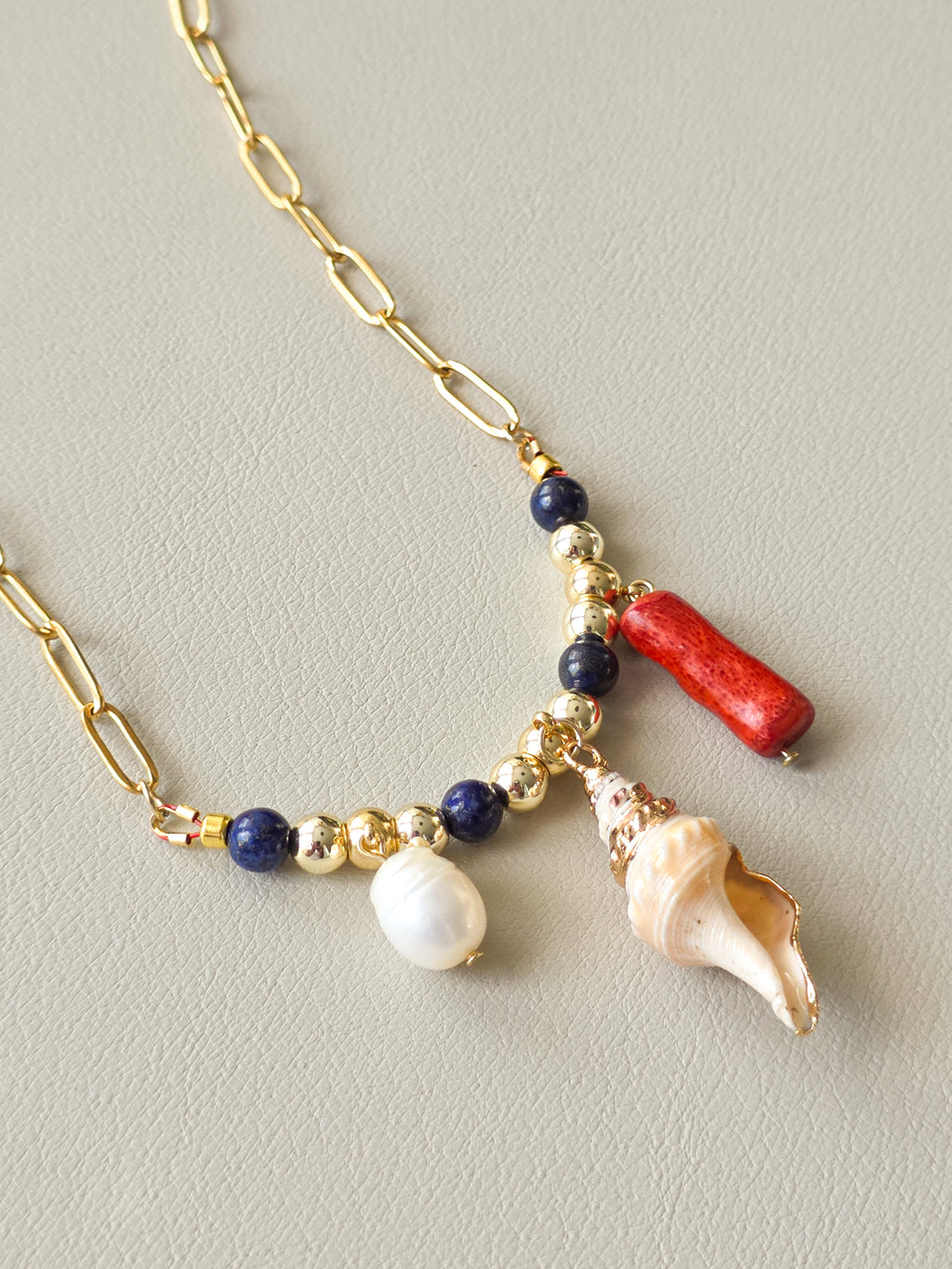Lapis Lazuli & Coastal Charm Necklace