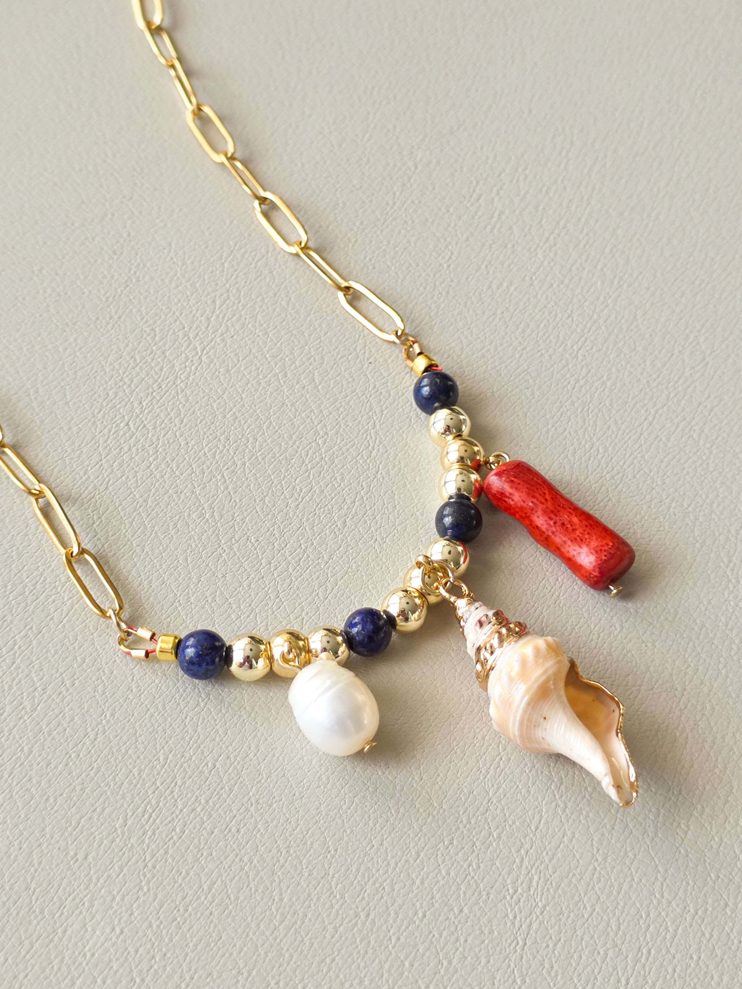 Lapis Lazuli & Coastal Charm Necklace