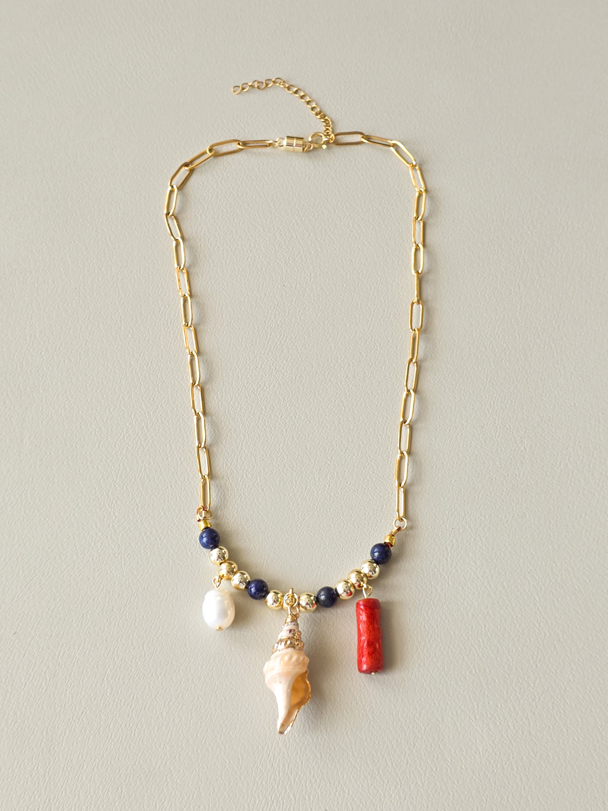 Lapis Lazuli & Coastal Charm Necklace