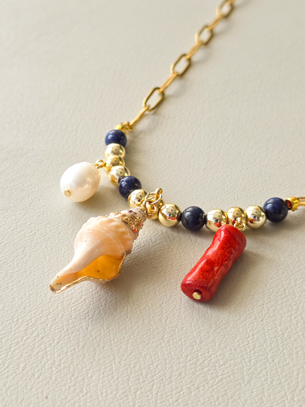 Lapis Lazuli & Coastal Charm Necklace