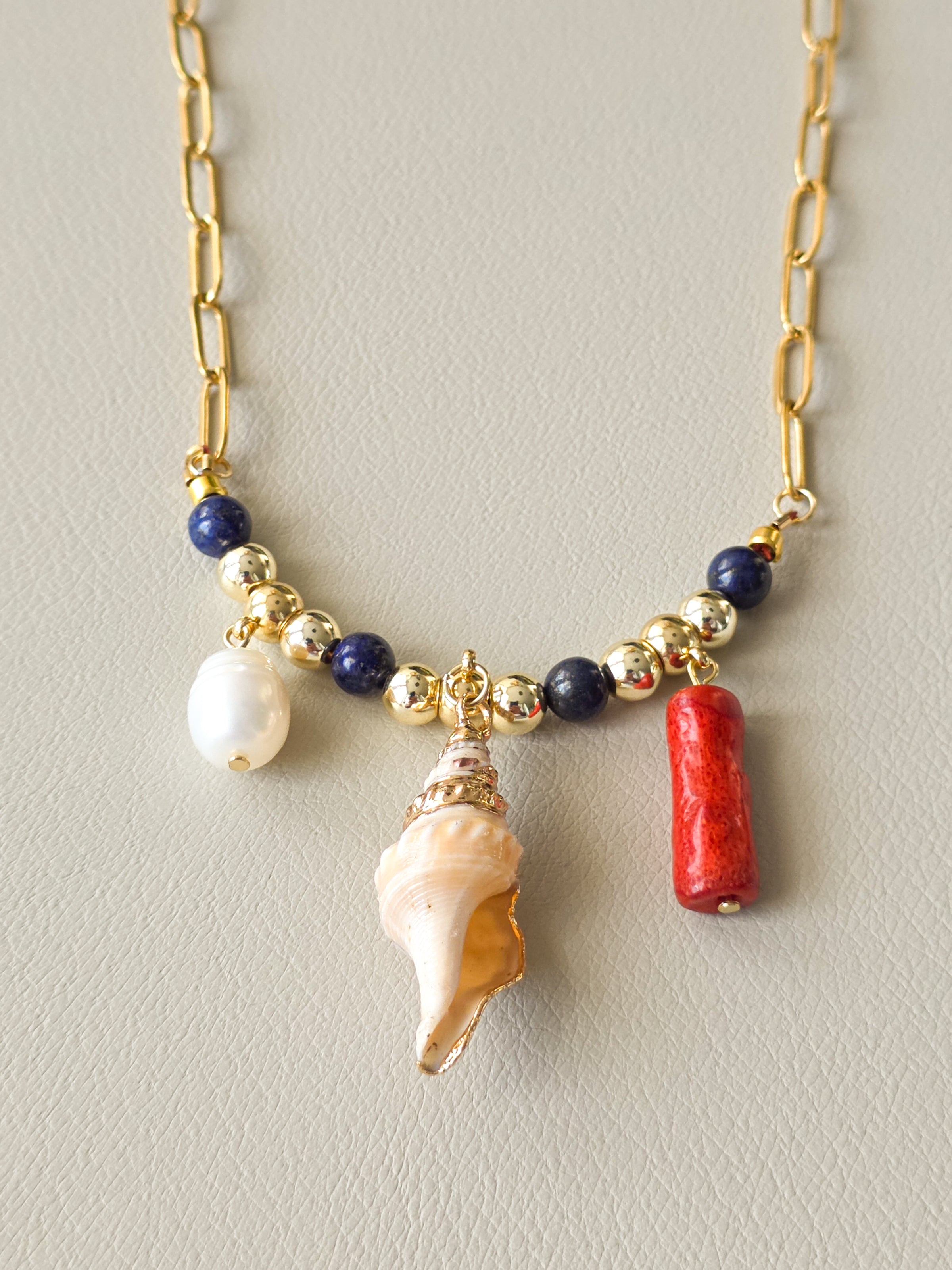Lapis Lazuli & Coastal Charm Necklace