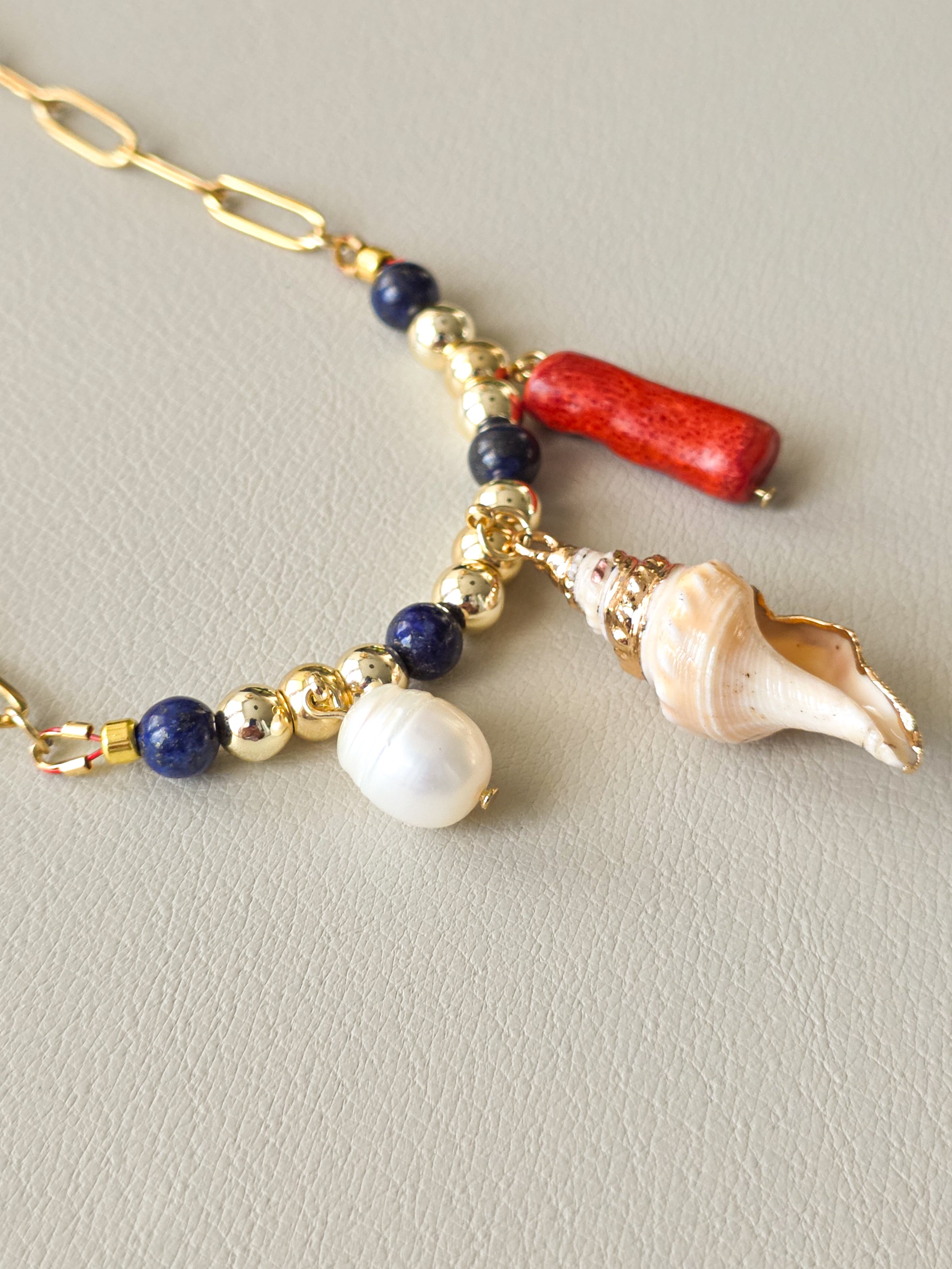 Lapis Lazuli & Coastal Charm Necklace