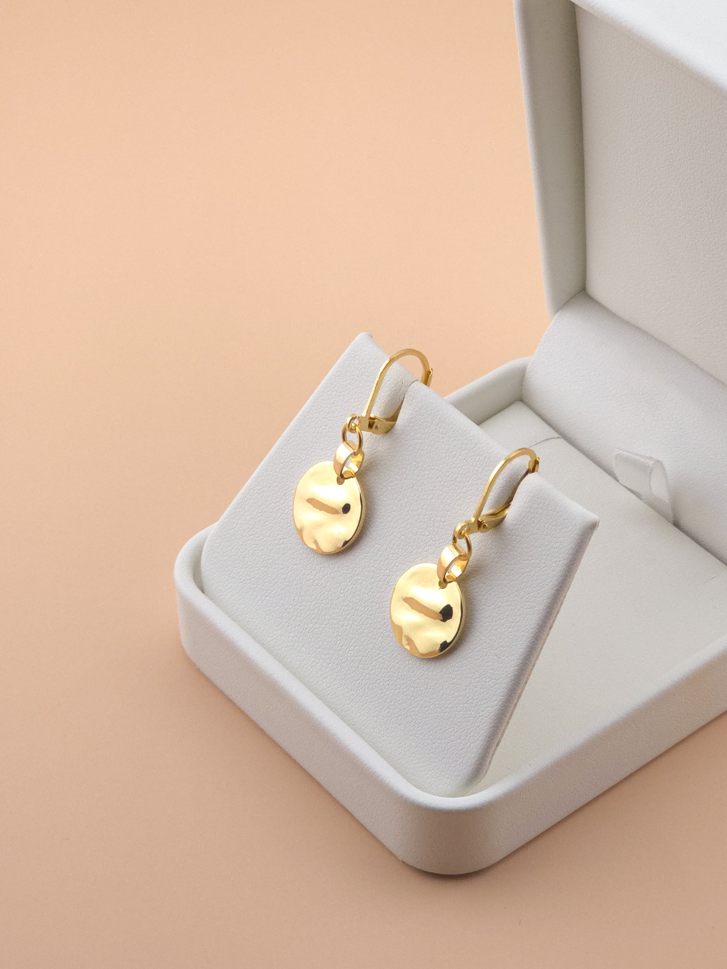 Golden Disc Drop Earrings
