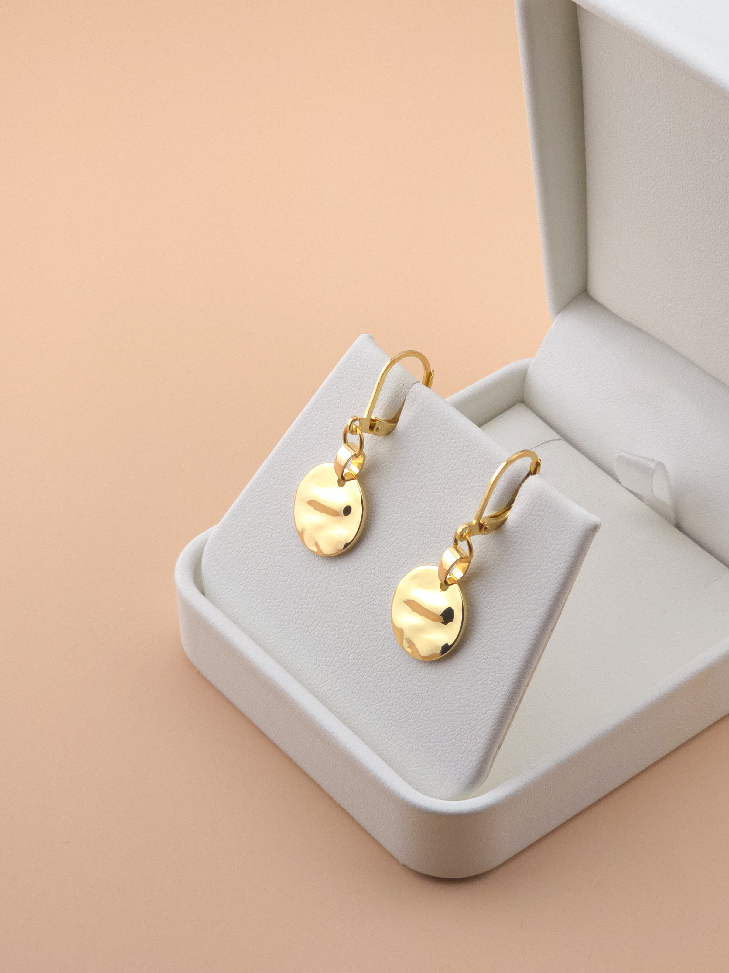 Golden Disc Drop Earrings