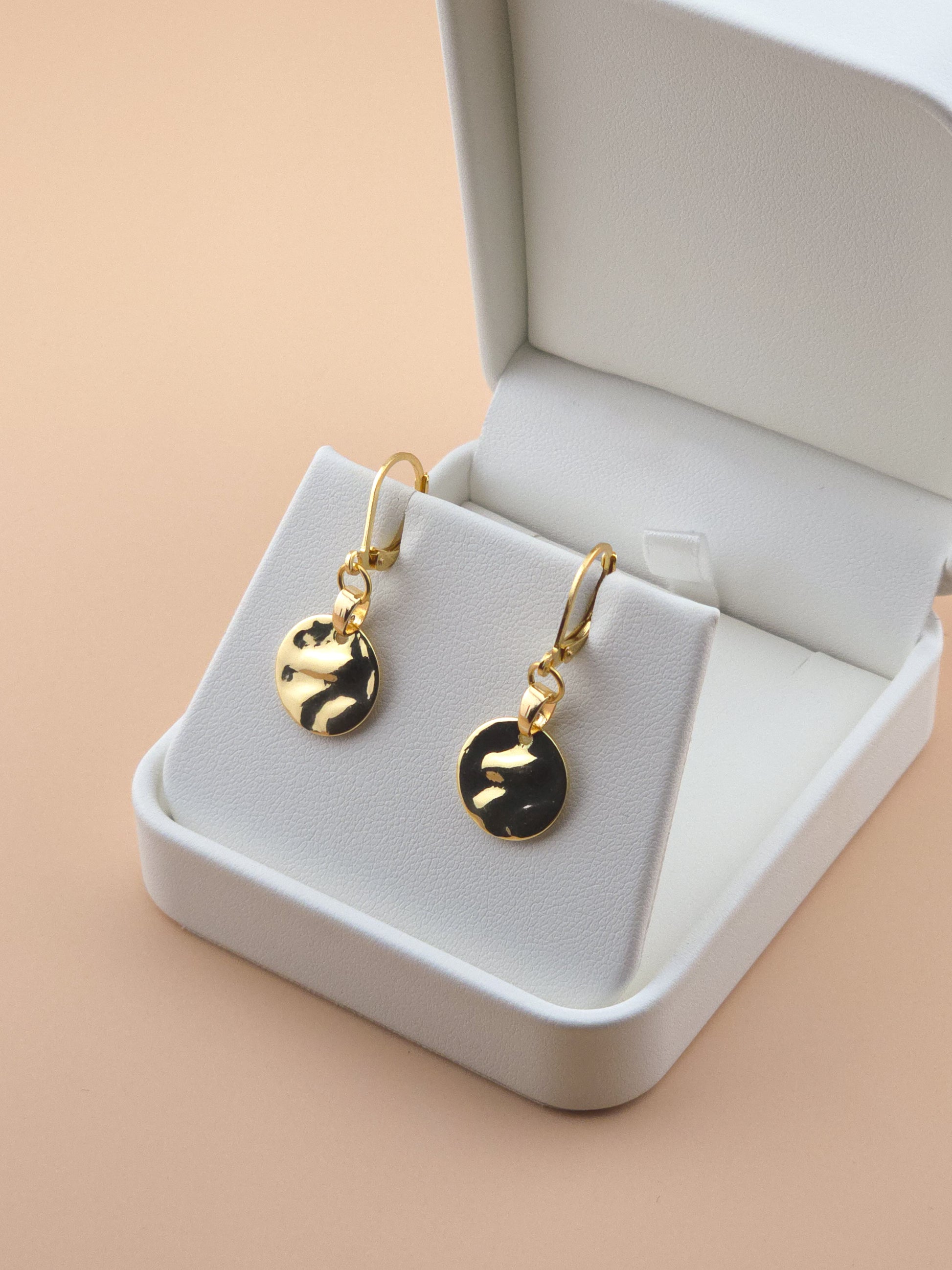 Golden Disc Drop Earrings
