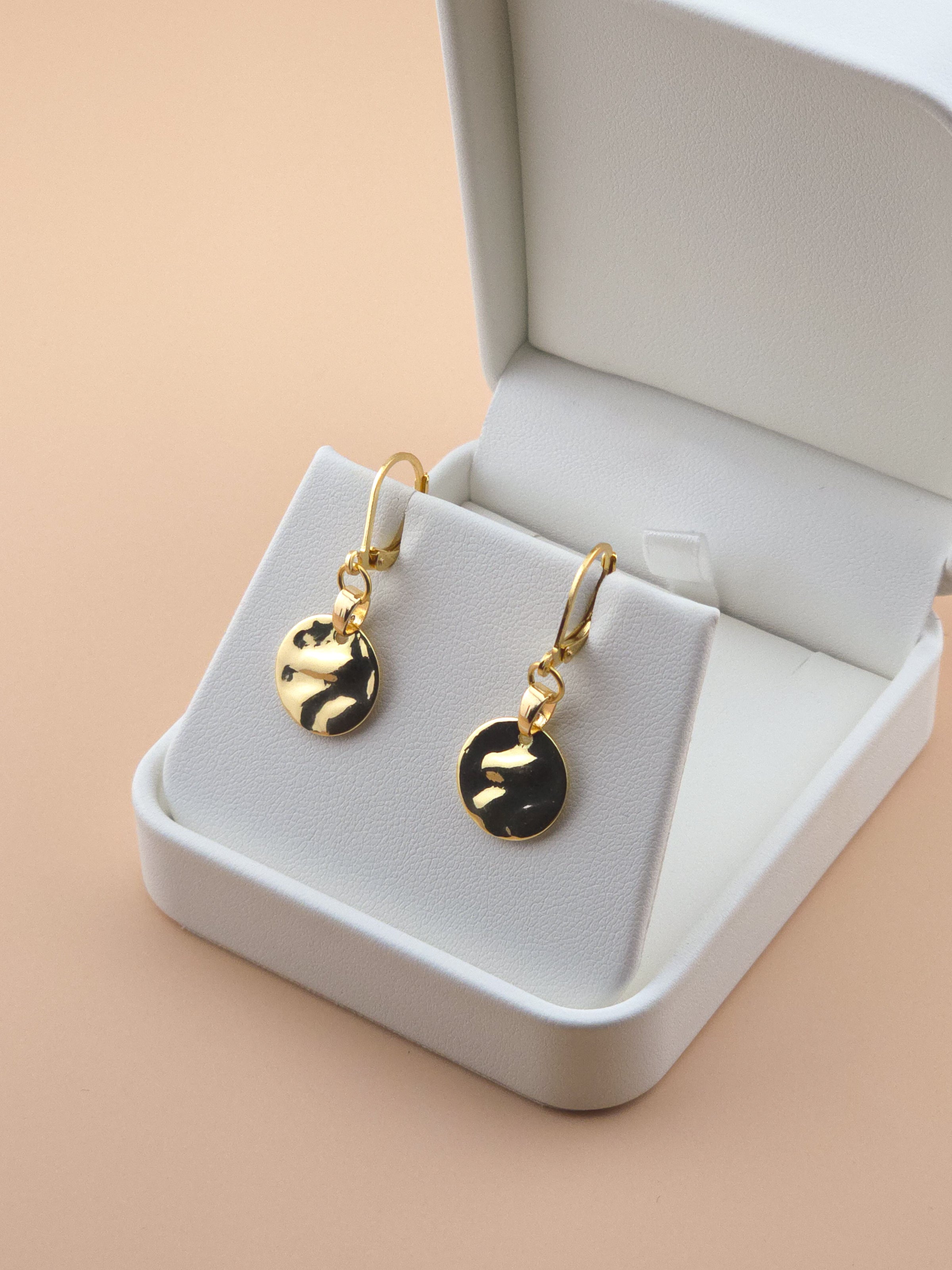 Golden Disc Drop Earrings