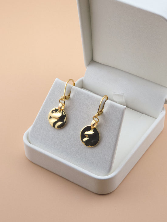 Golden Disc Drop Earrings