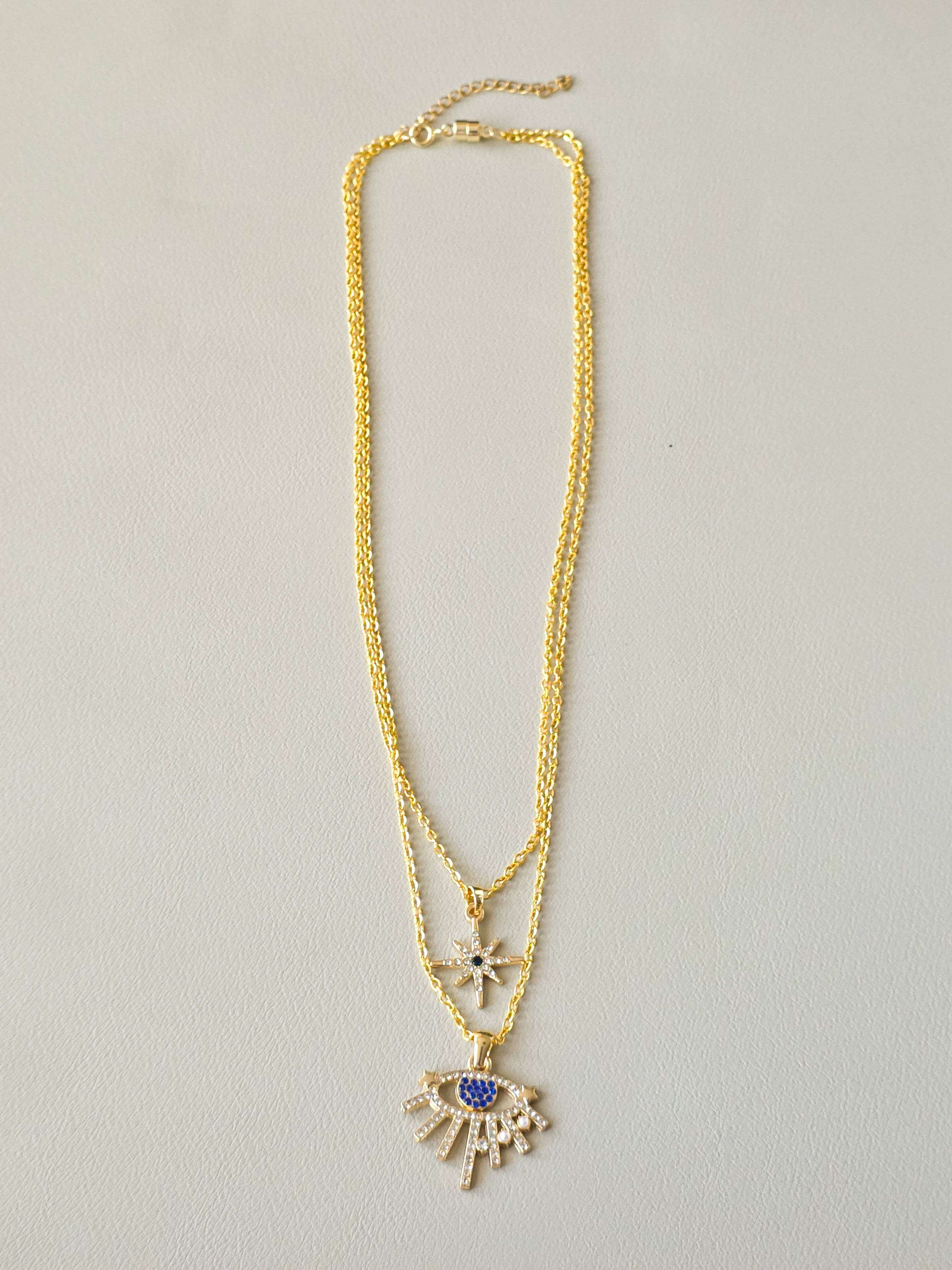 Gold Dual-Layered Celestial Charm Necklace