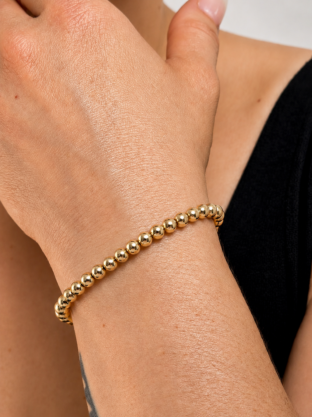 Gold Filled Beaded Stretch Bracelet (5mm)