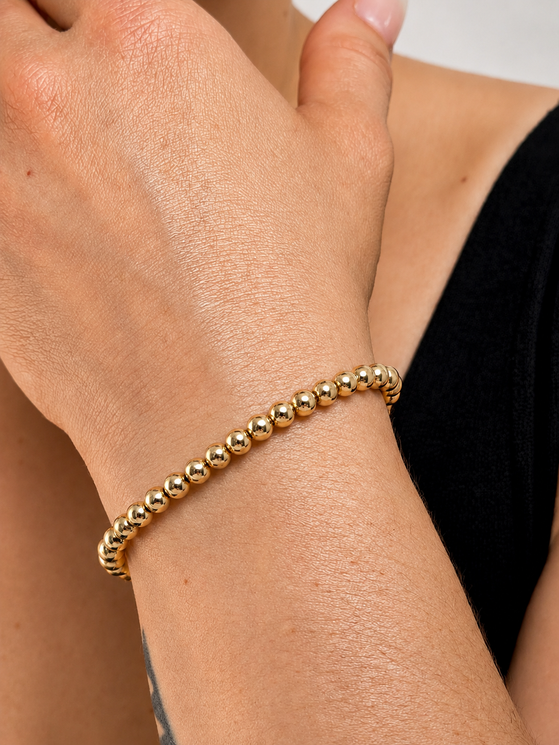 Gold Filled Beaded Stretch Bracelet (5mm)