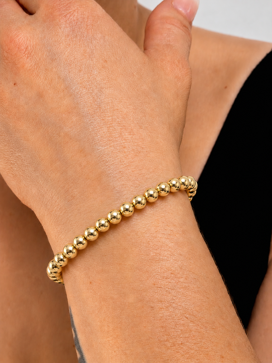 Gold Filled Beaded Stretch Bracelet (6mm)