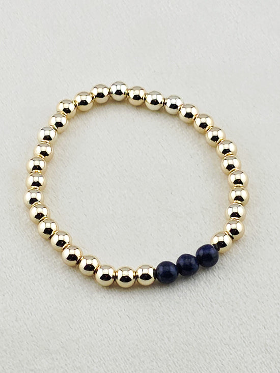 Gold-Filled Lapis Lazuli Beaded Bracelet