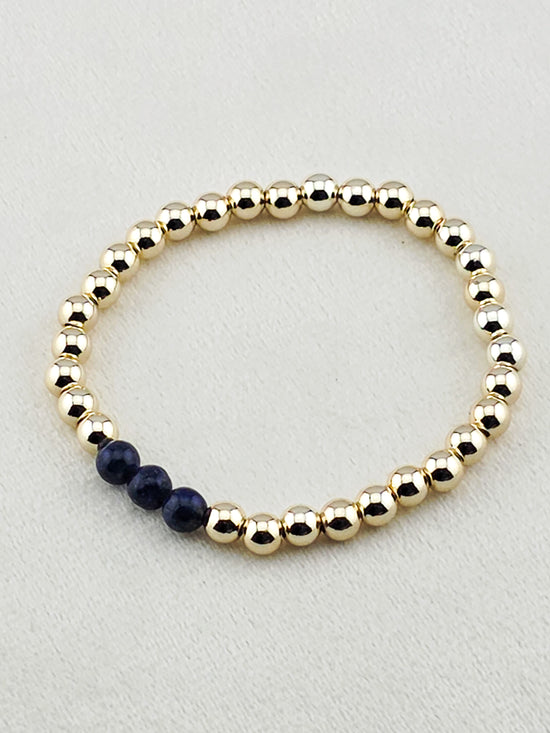 Gold-Filled Lapis Lazuli Beaded Bracelet