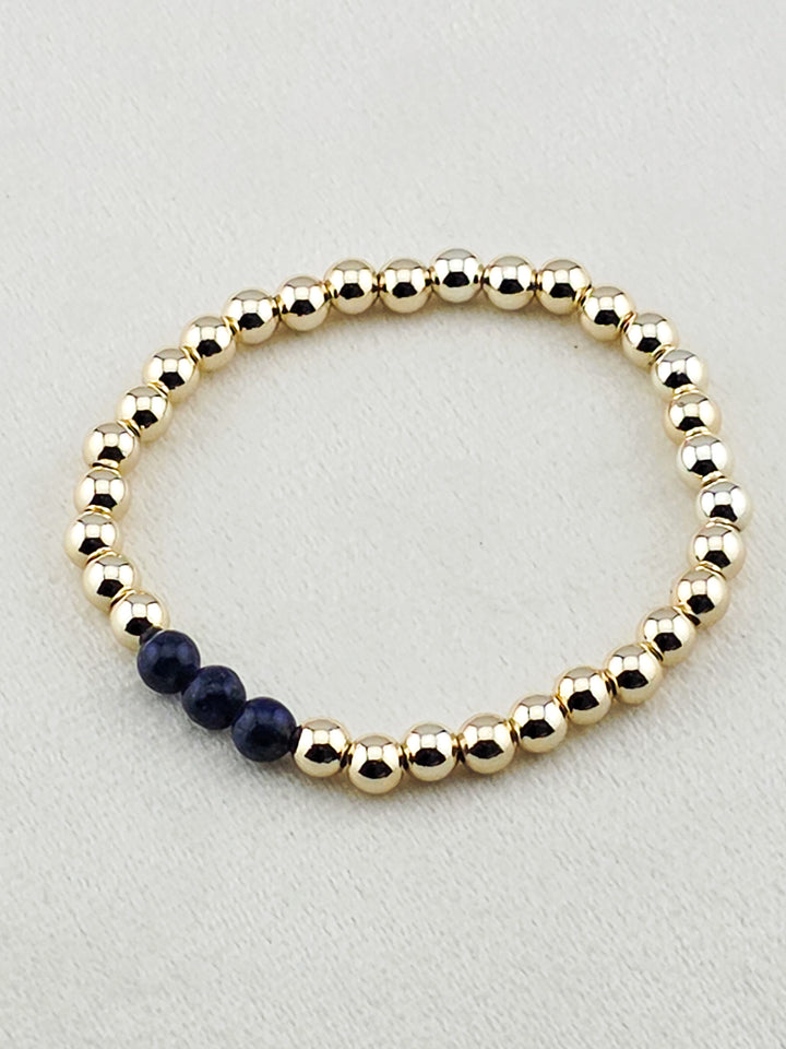 Gold-Filled Lapis Lazuli Beaded Bracelet