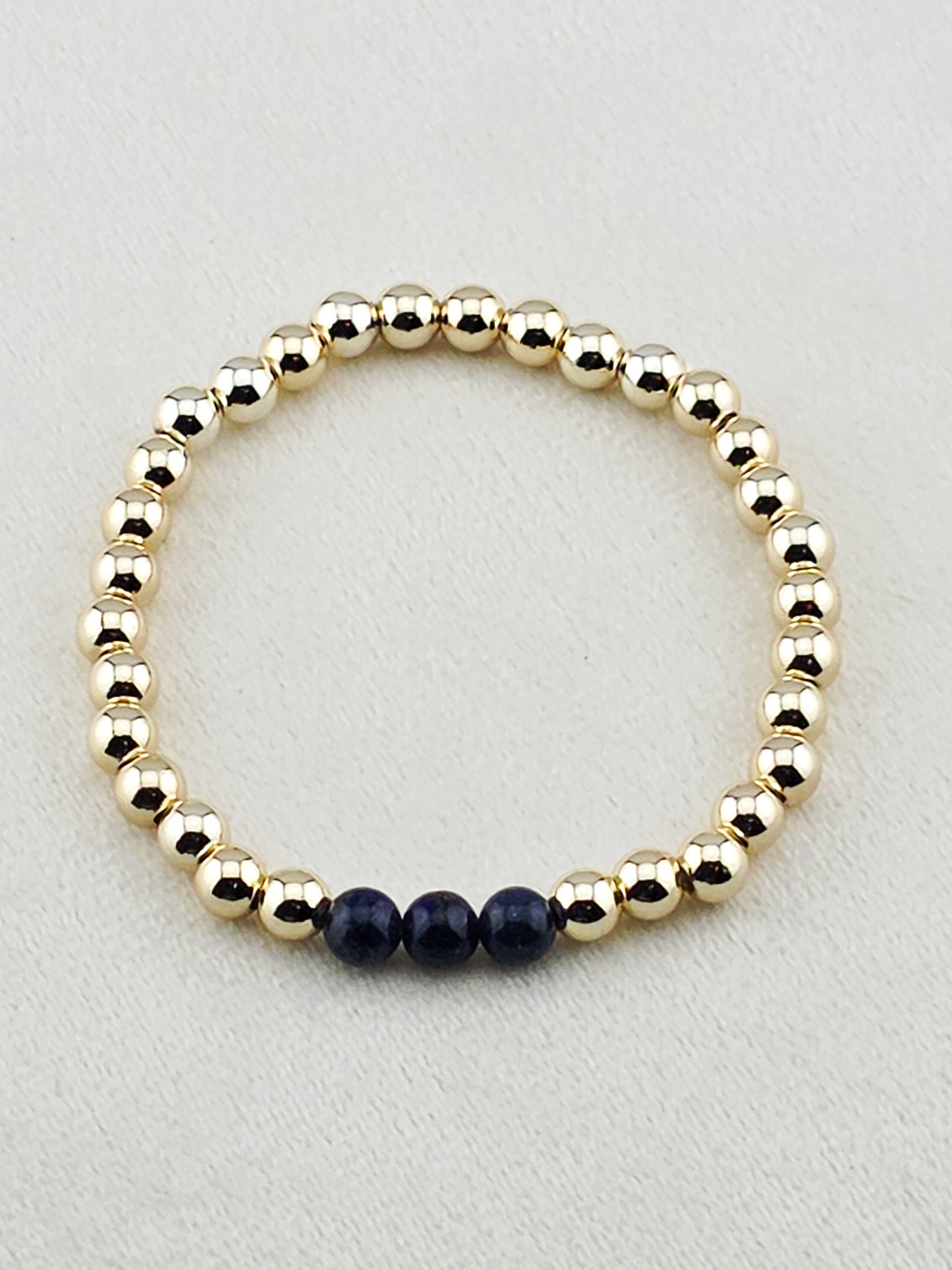 Gold-Filled Lapis Lazuli Beaded Bracelet