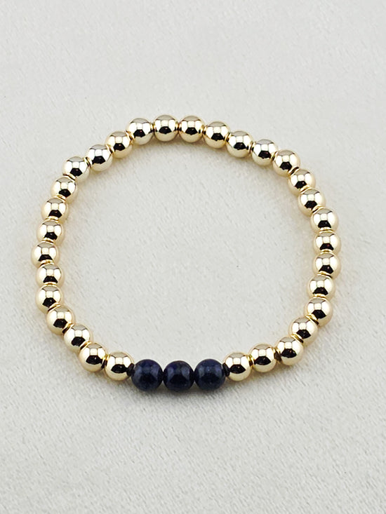 Gold-Filled Lapis Lazuli Beaded Bracelet