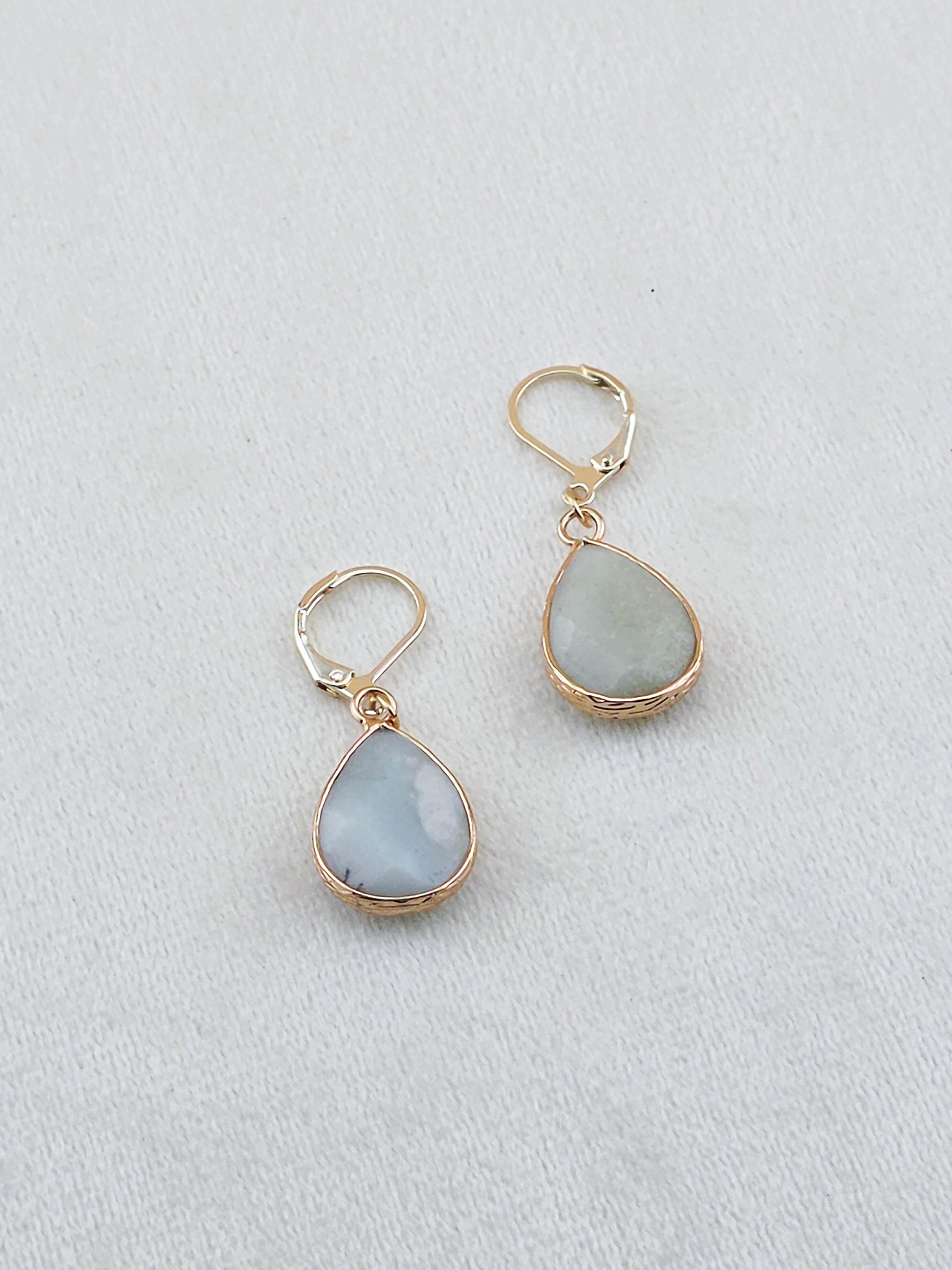Gold Filled Amazonite Teardrop Earrings