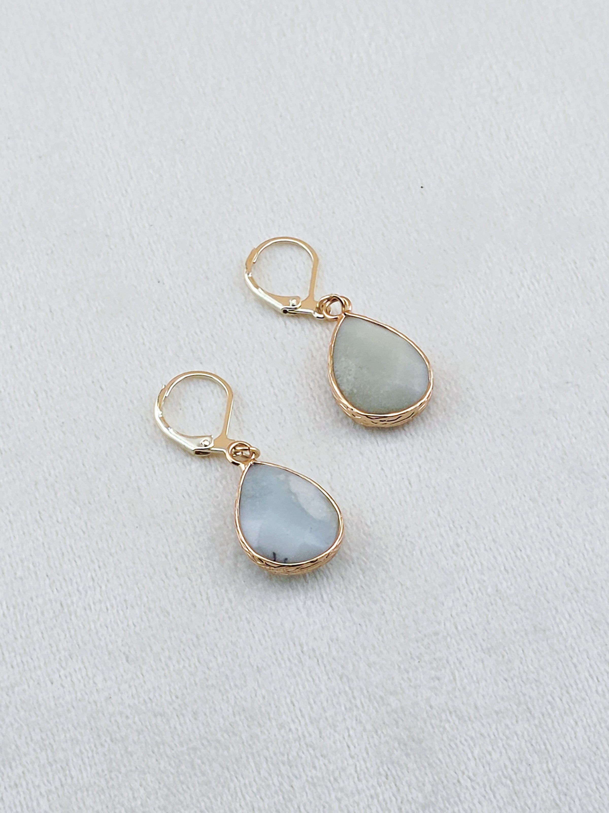 Gold Filled Amazonite Teardrop Earrings