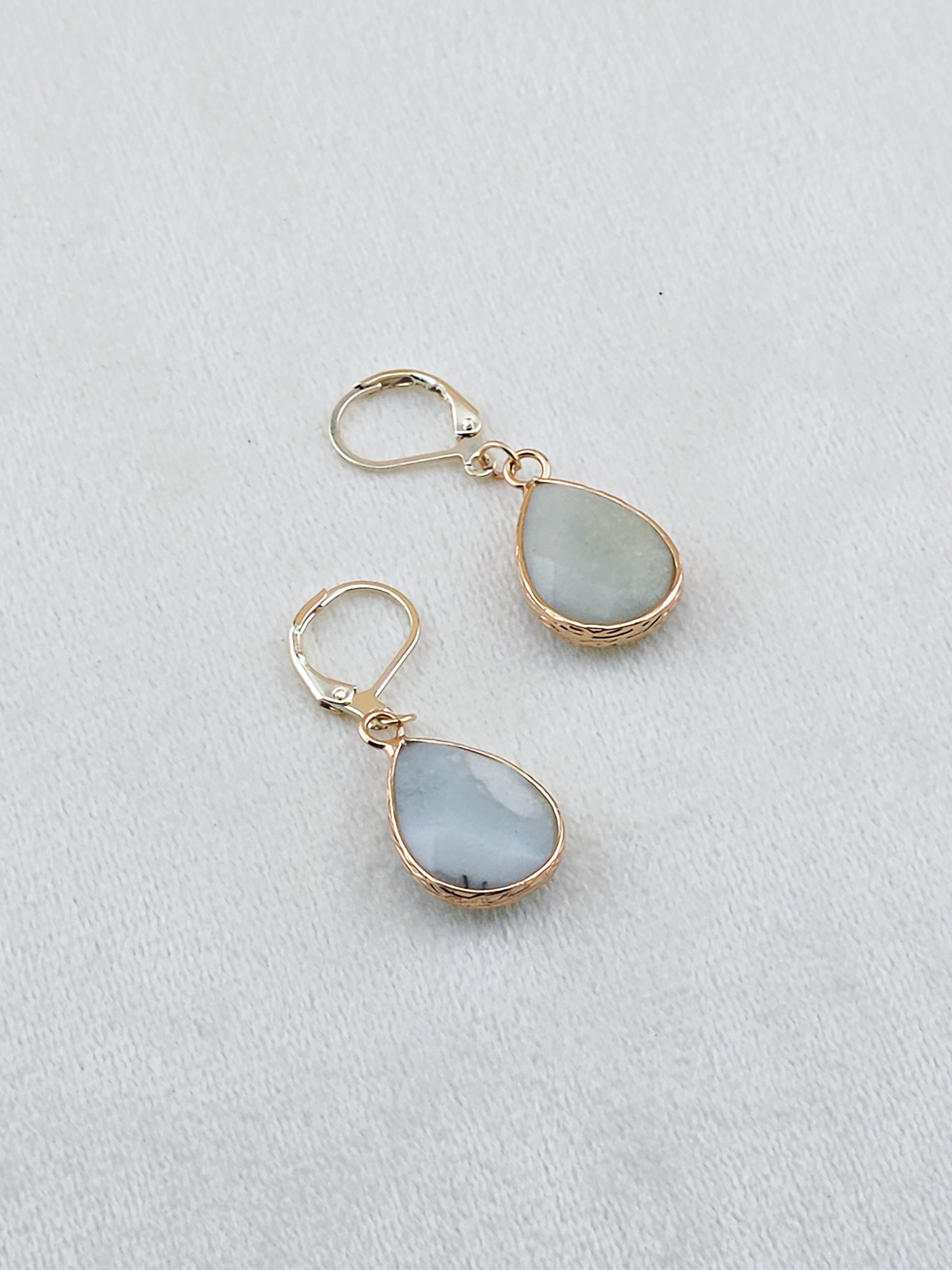 Gold Filled Amazonite Teardrop Earrings