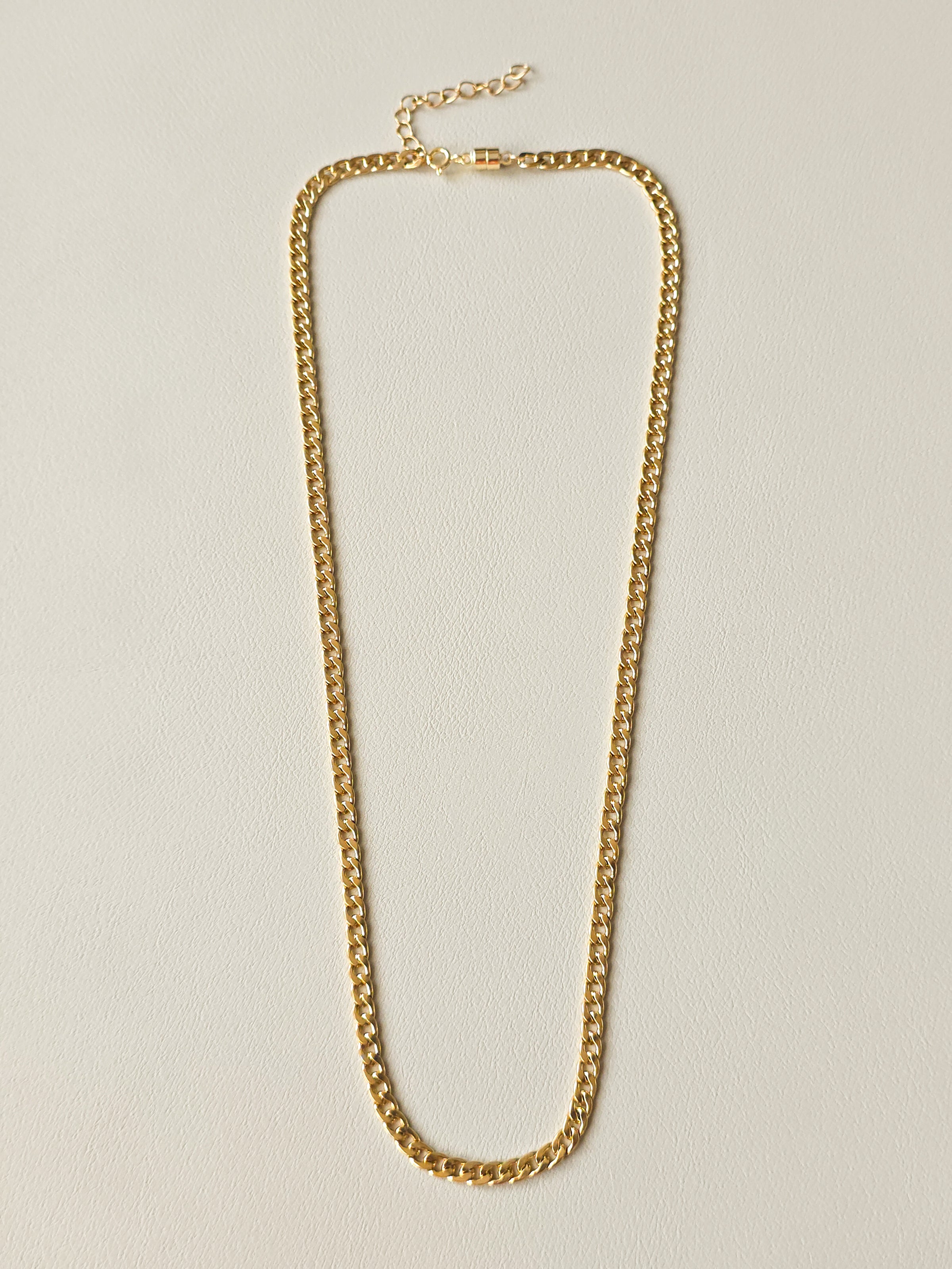 Gold Steel Large Cuban Chain Necklace