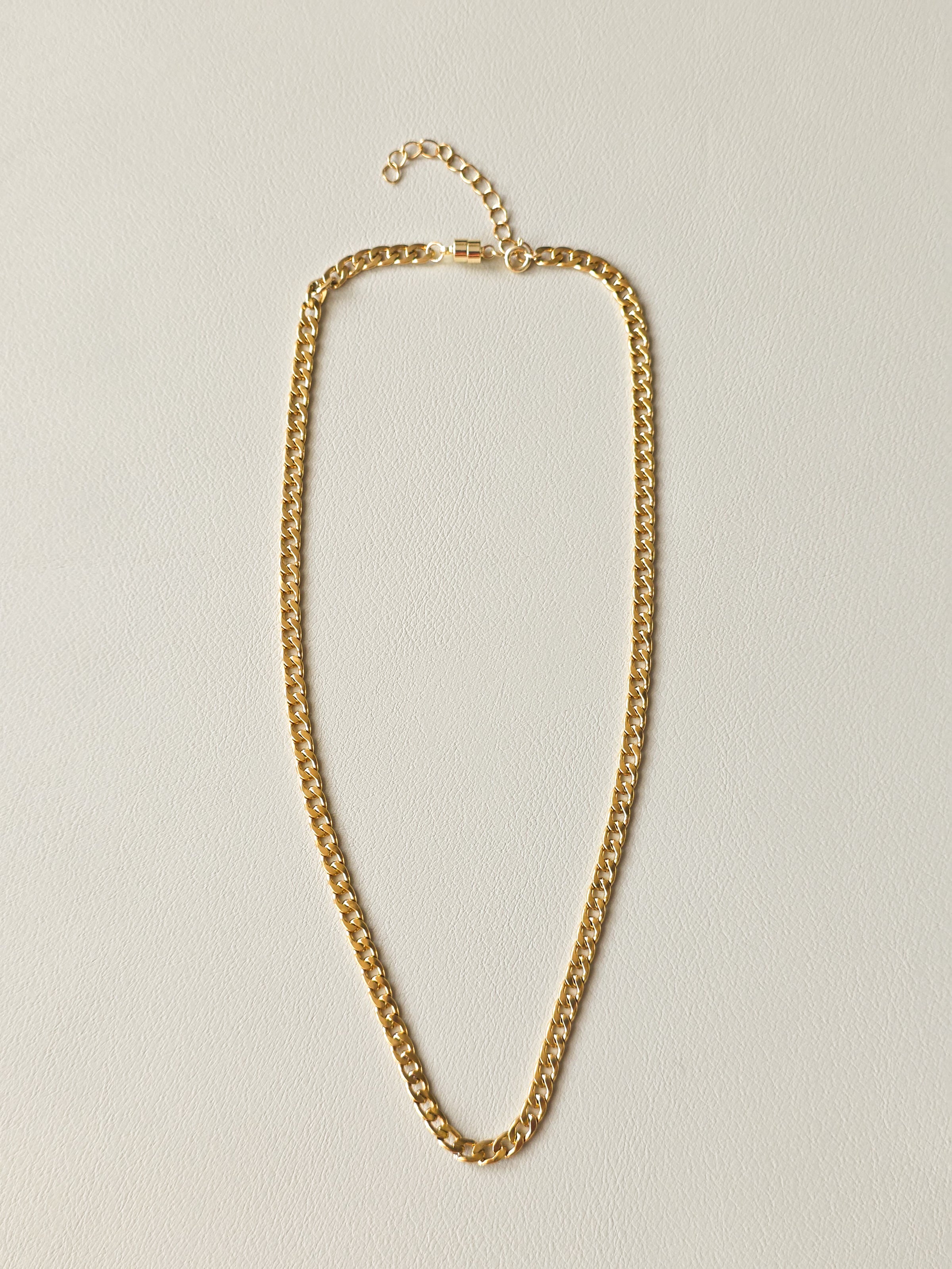 Gold Steel Large Cuban Chain Necklace