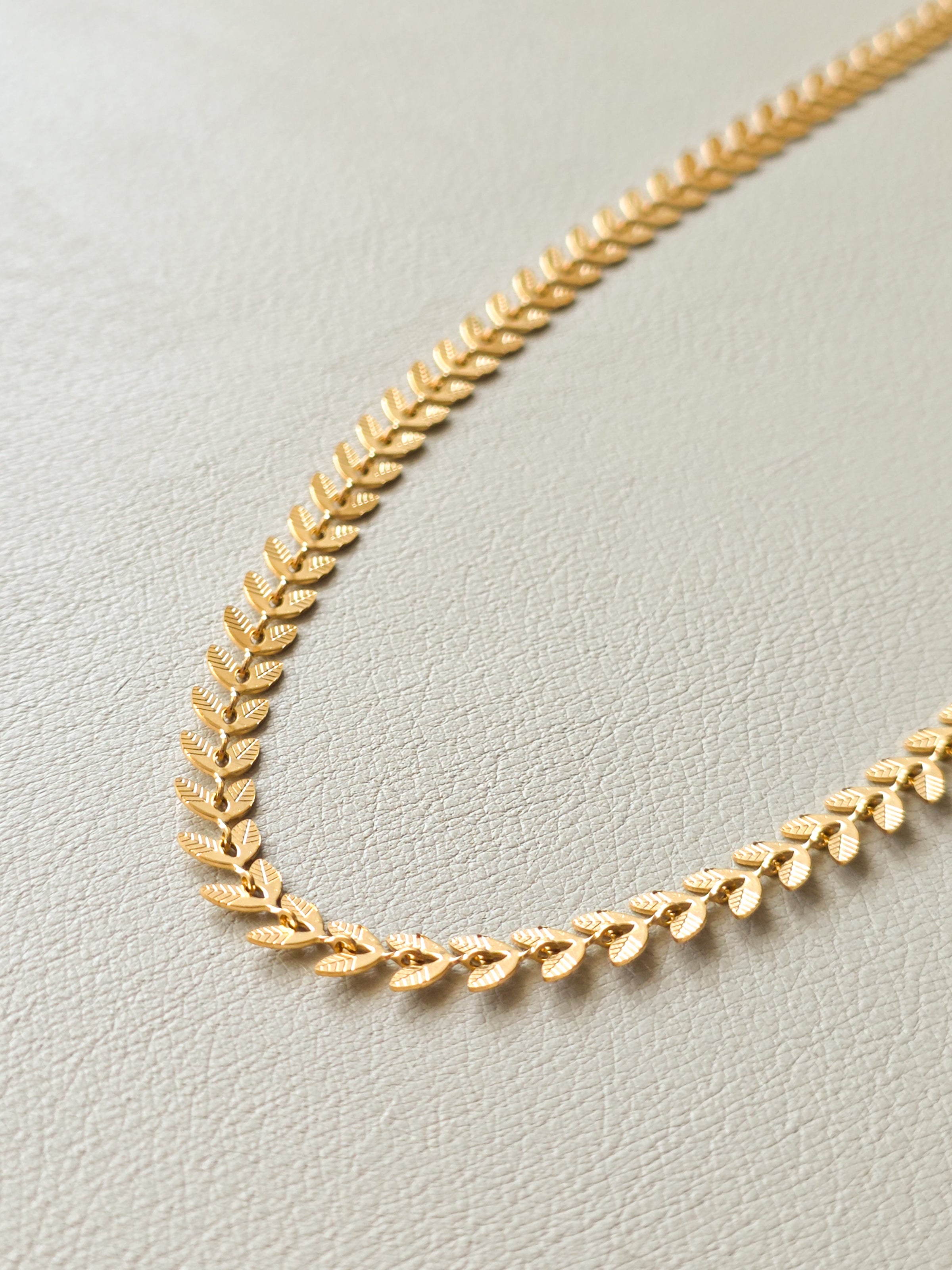 Gold Leaf Chain Necklace