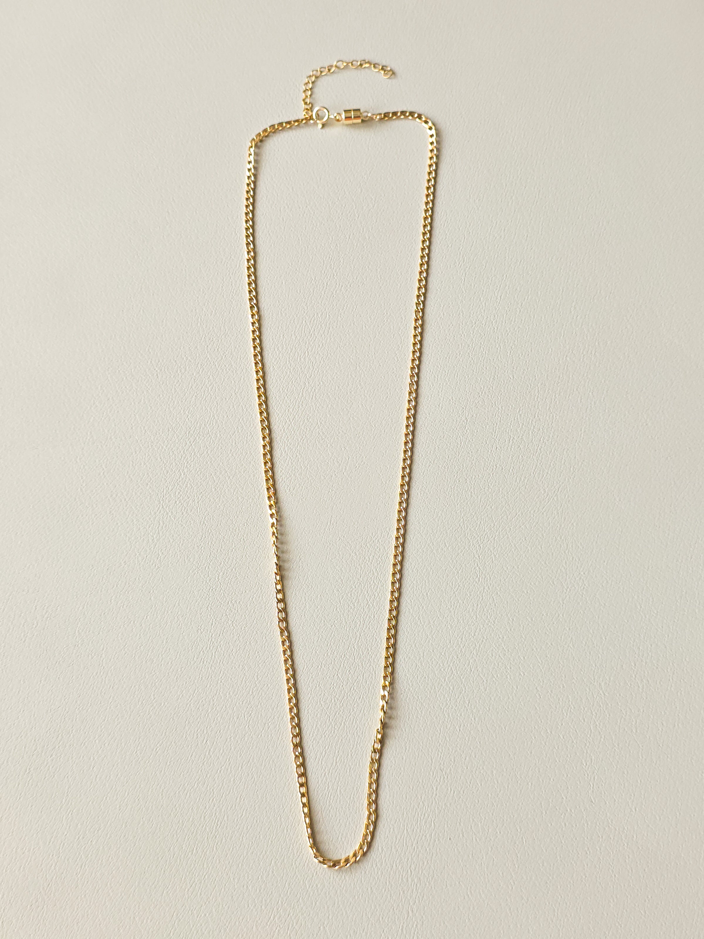 Gold Steel Slim Cuban Chain Necklace