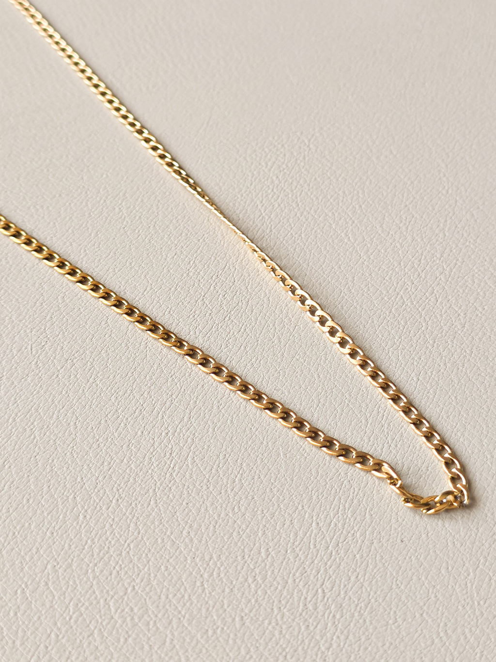 Gold Steel Slim Cuban Chain Necklace