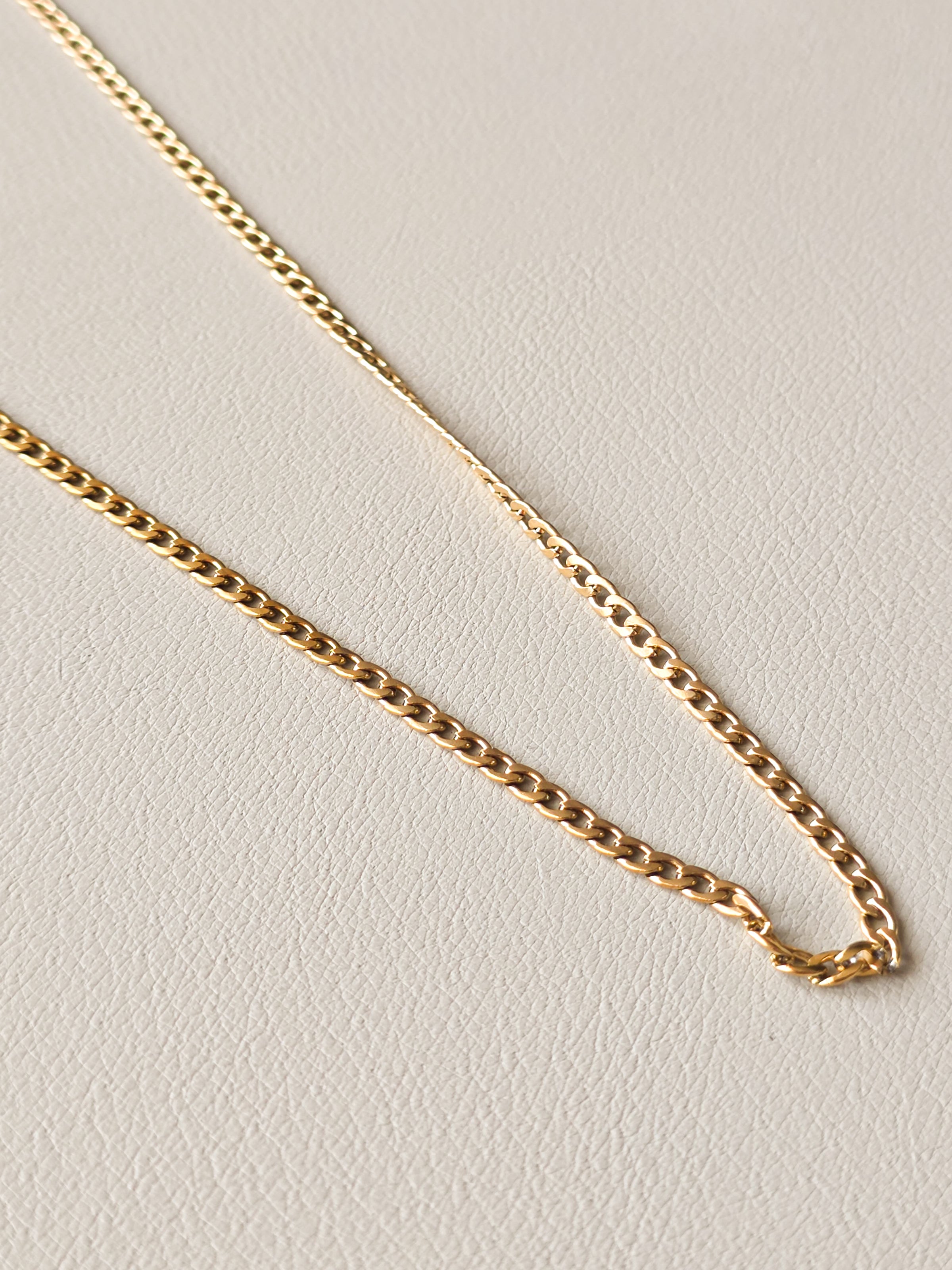 Gold Steel Slim Cuban Chain Necklace