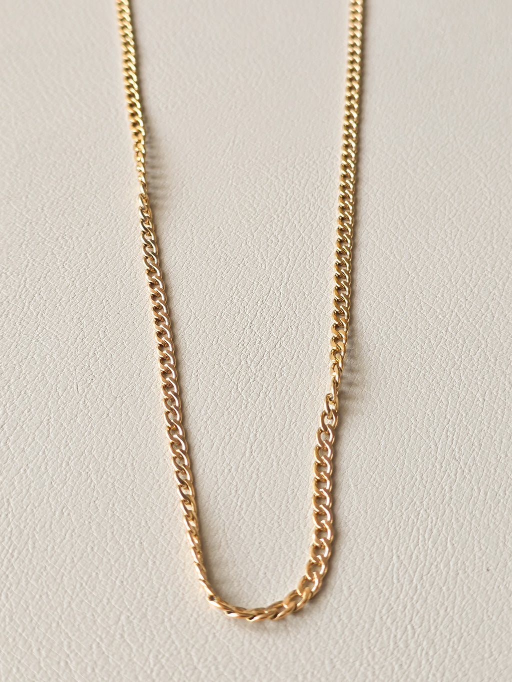 Gold Steel Slim Cuban Chain Necklace