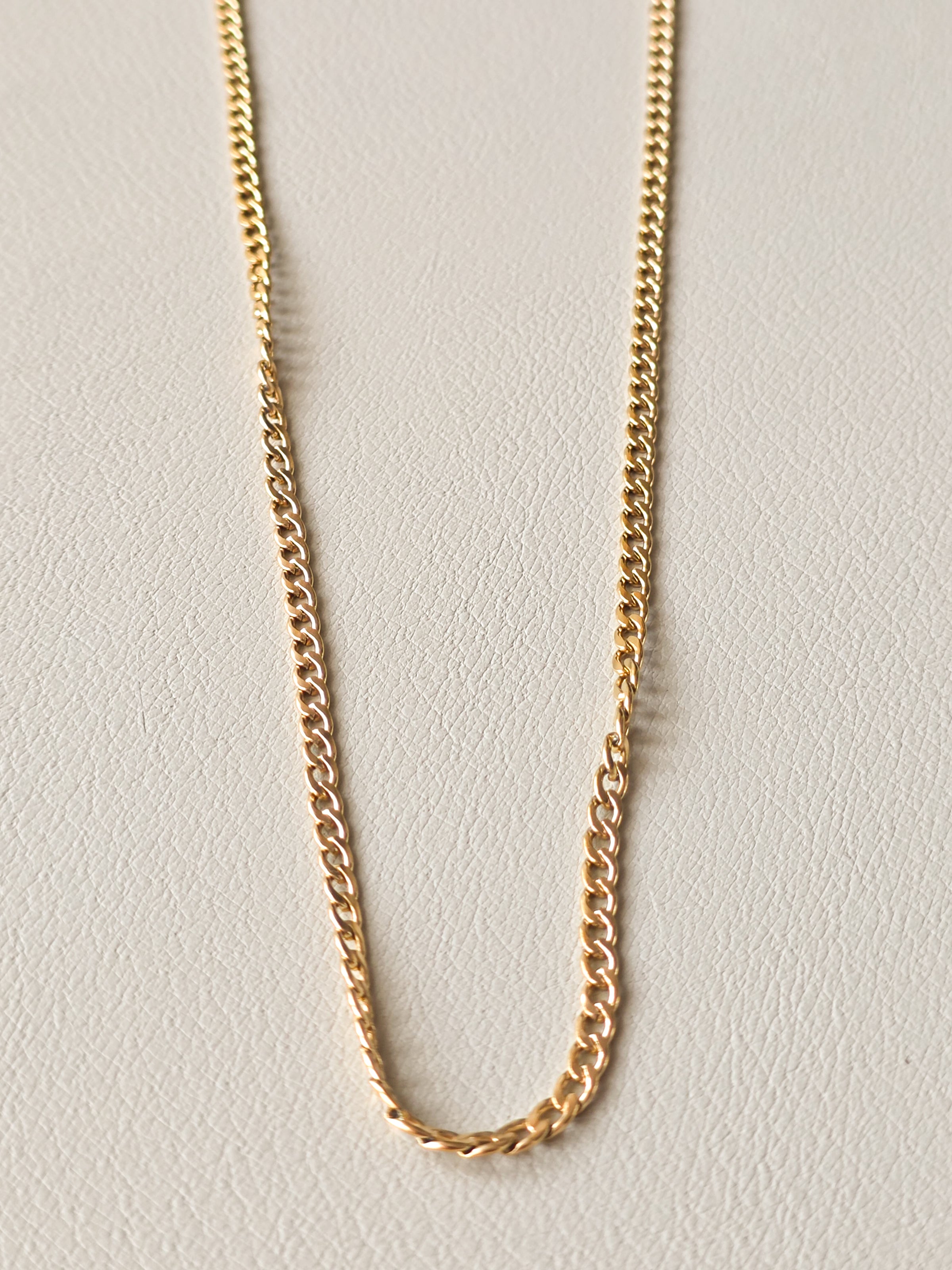 Gold Steel Slim Cuban Chain Necklace