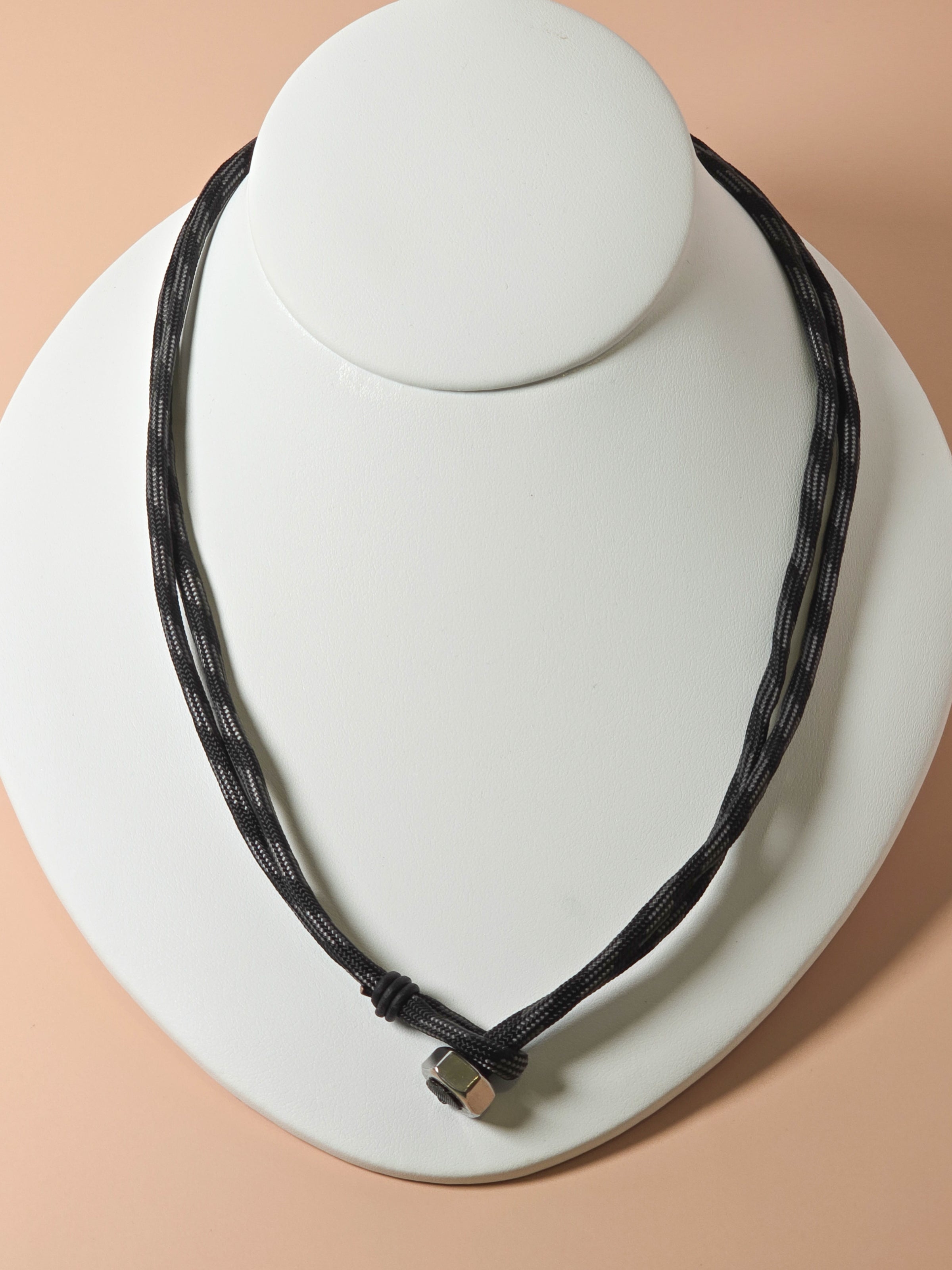 Stainless Steel Grey Stripe All Business Paracord Necklace