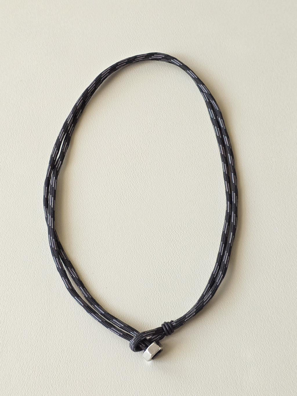 Stainless Steel Grey Stripe All Business Paracord Necklace