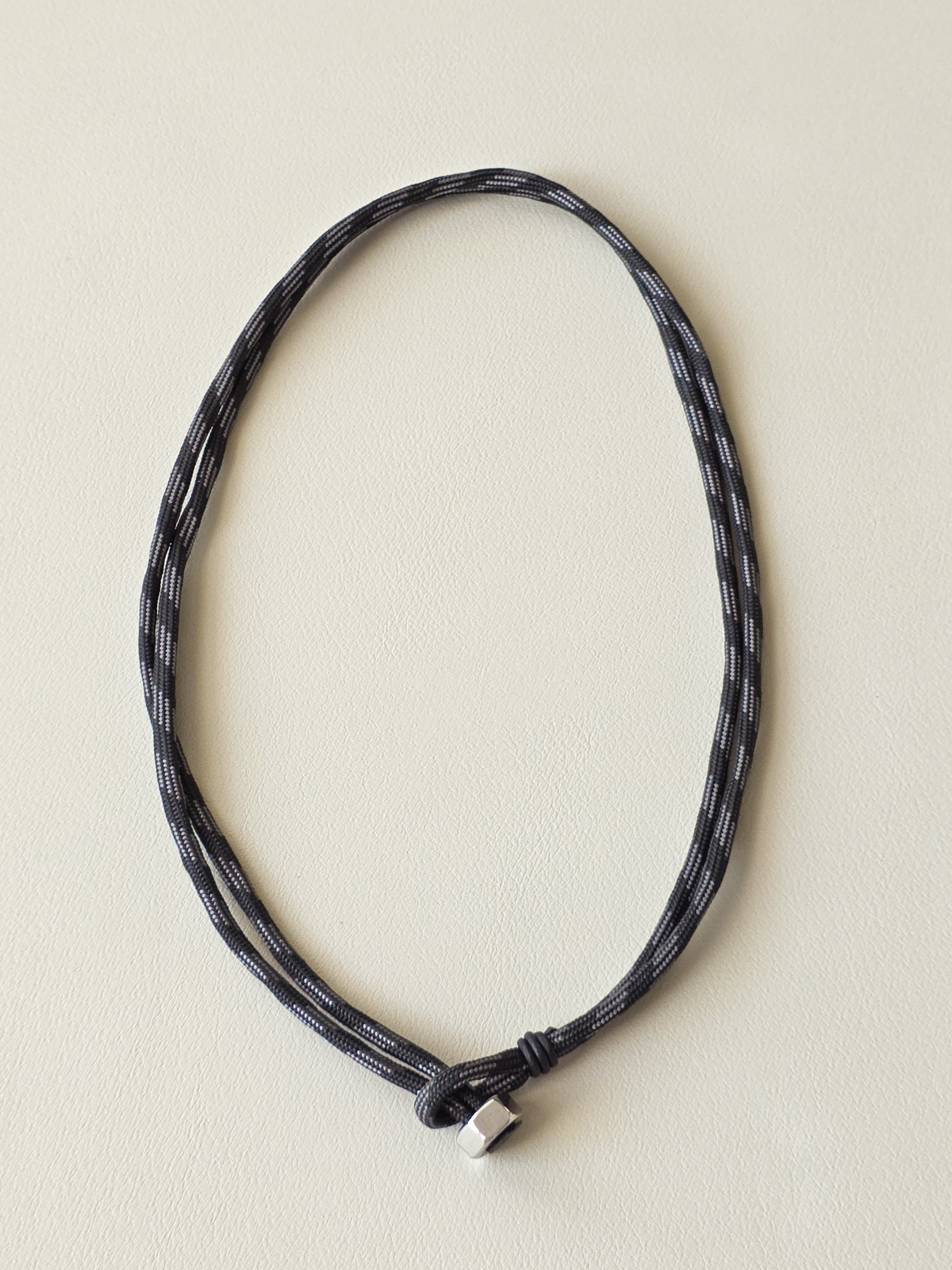 Stainless Steel Grey Stripe All Business Paracord Necklace