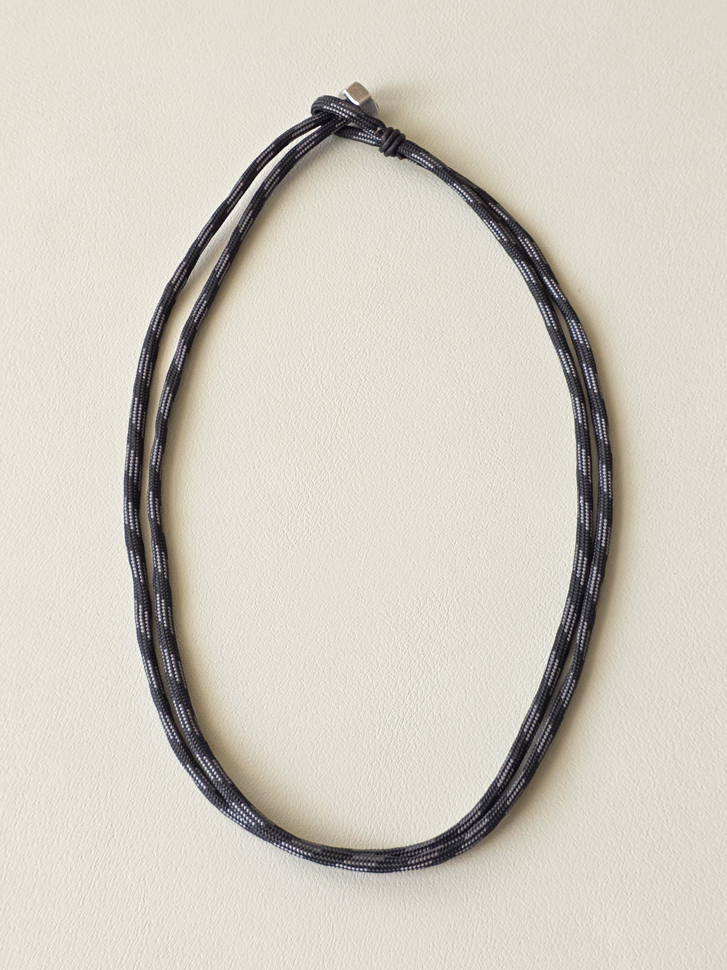 Stainless Steel Grey Stripe All Business Paracord Necklace