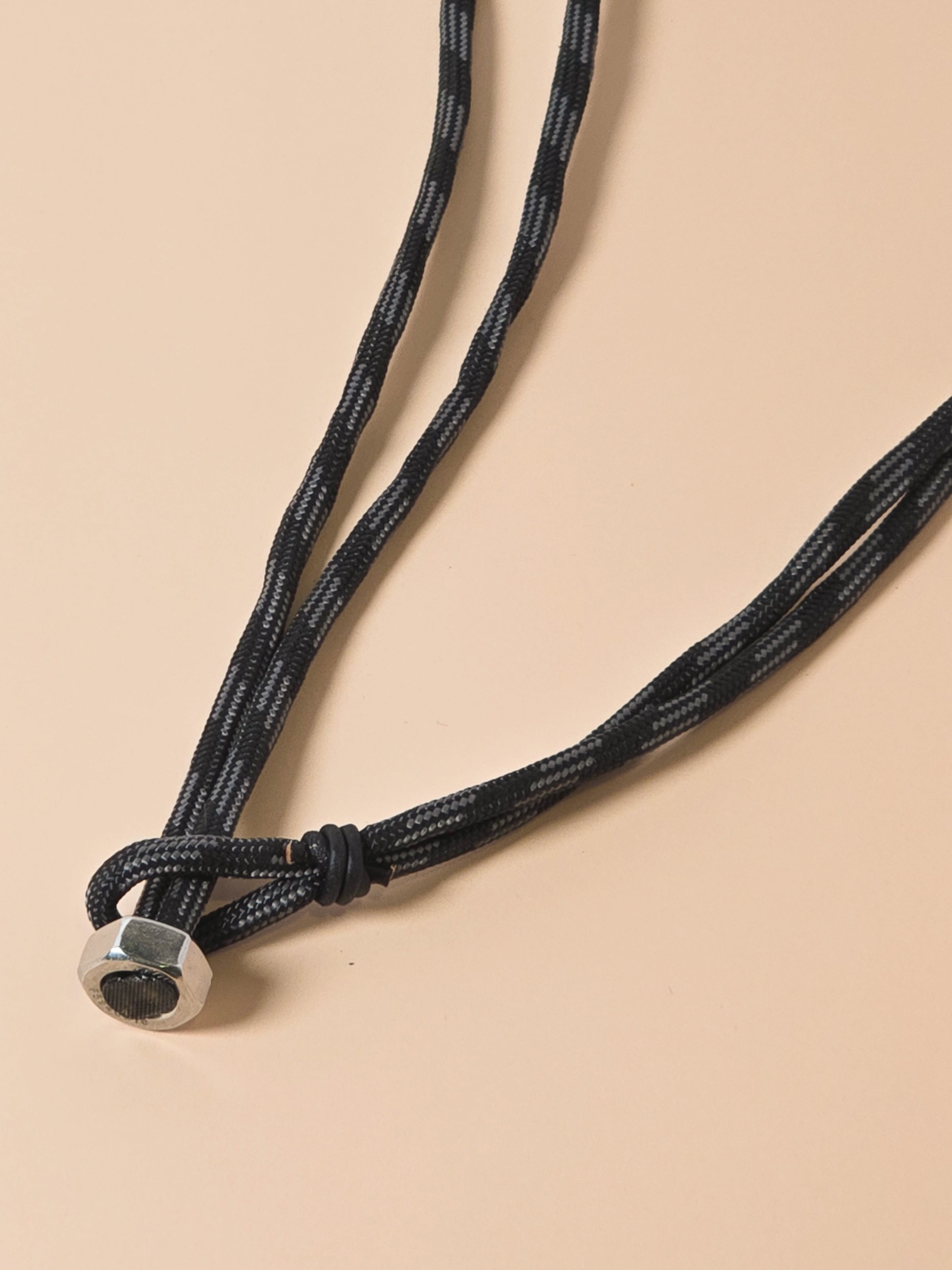 Stainless Steel Grey Stripe All Business Paracord Necklace