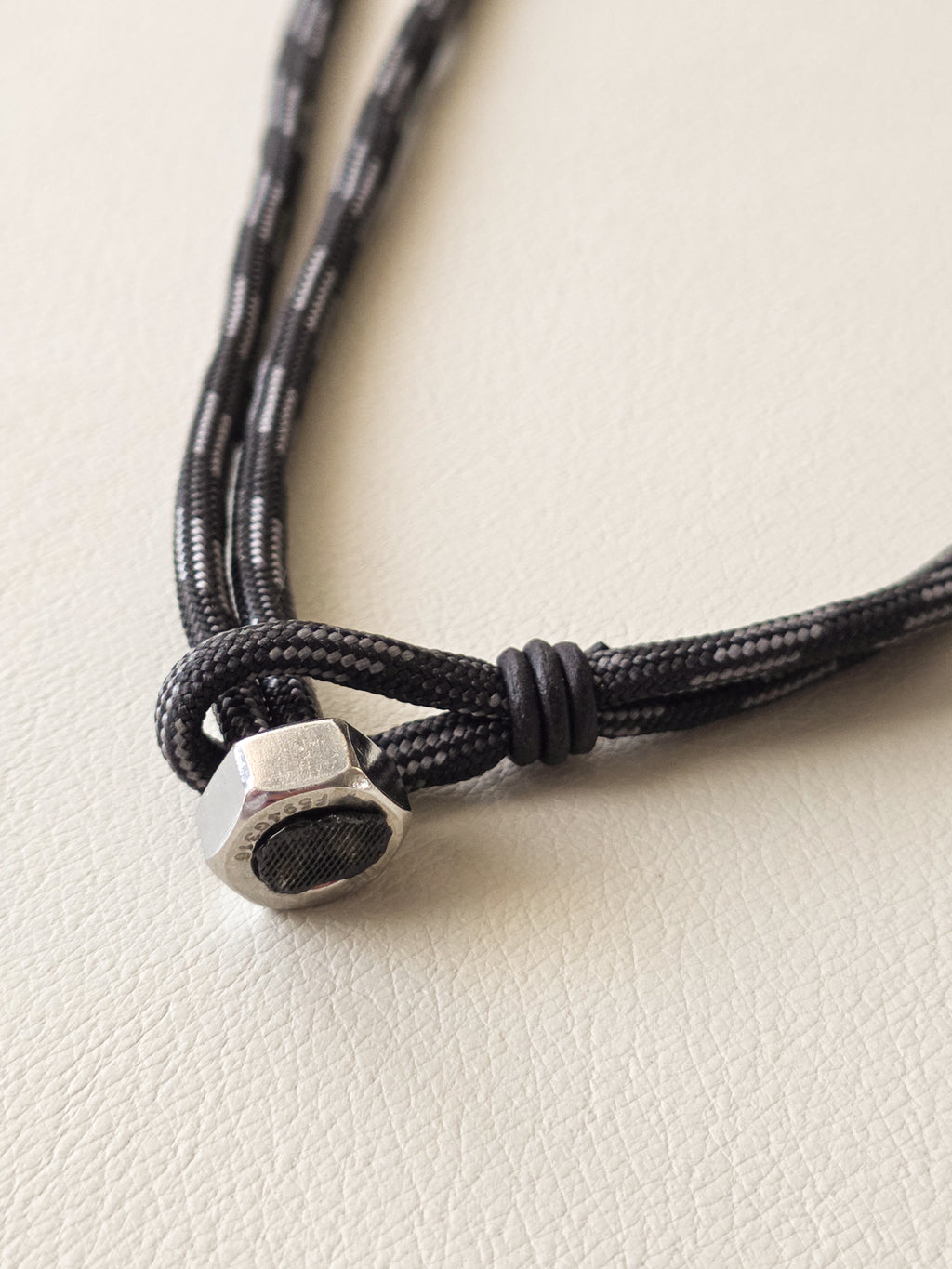 Stainless Steel Grey Stripe All Business Paracord Necklace