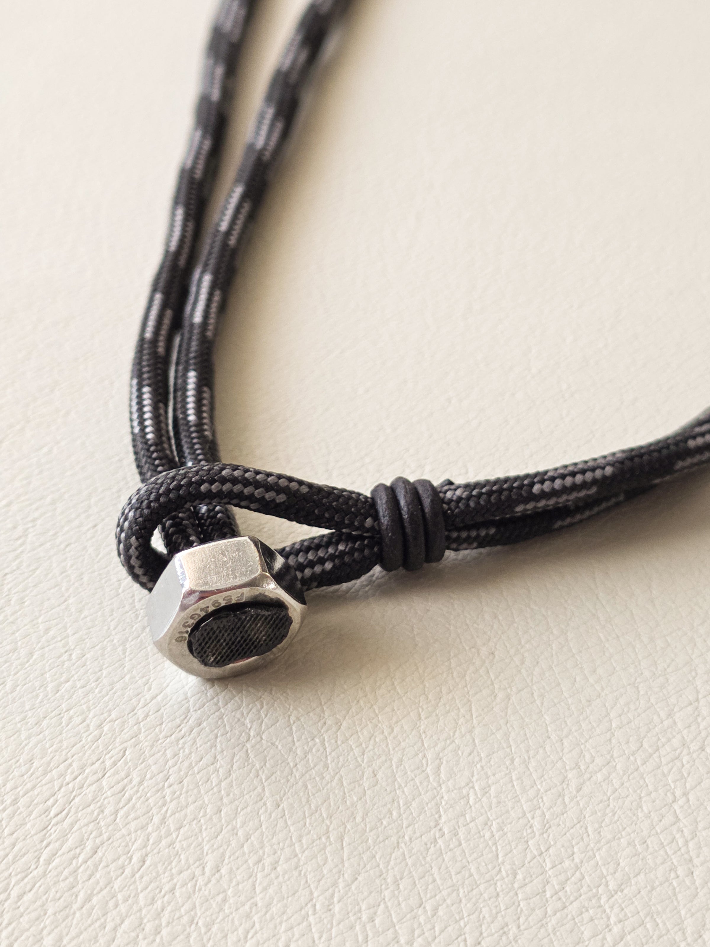 Stainless Steel Grey Stripe All Business Paracord Necklace