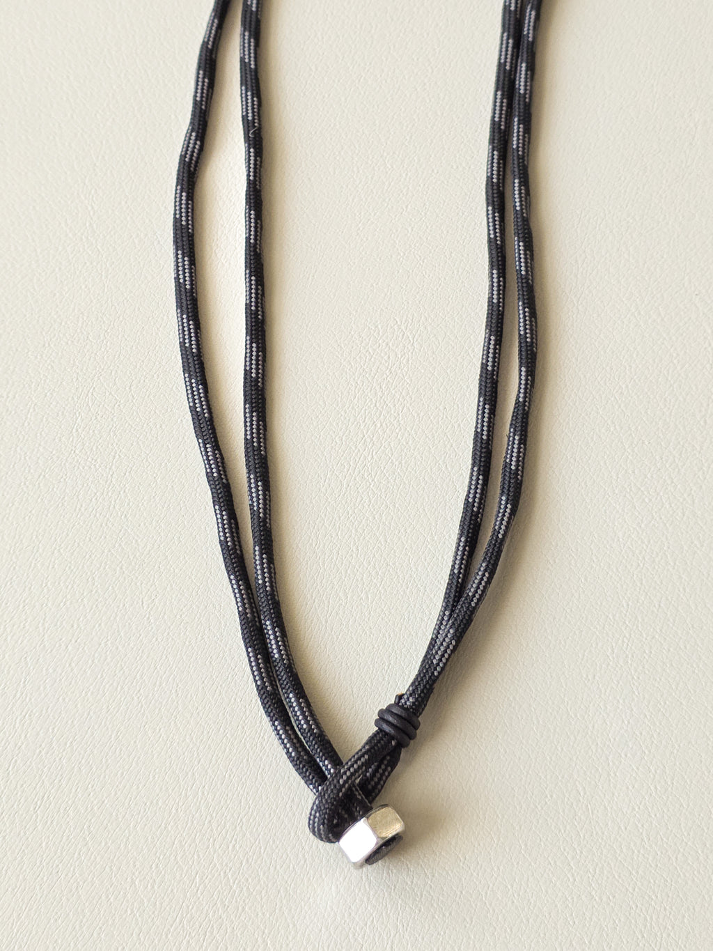 Stainless Steel Grey Stripe All Business Paracord Necklace